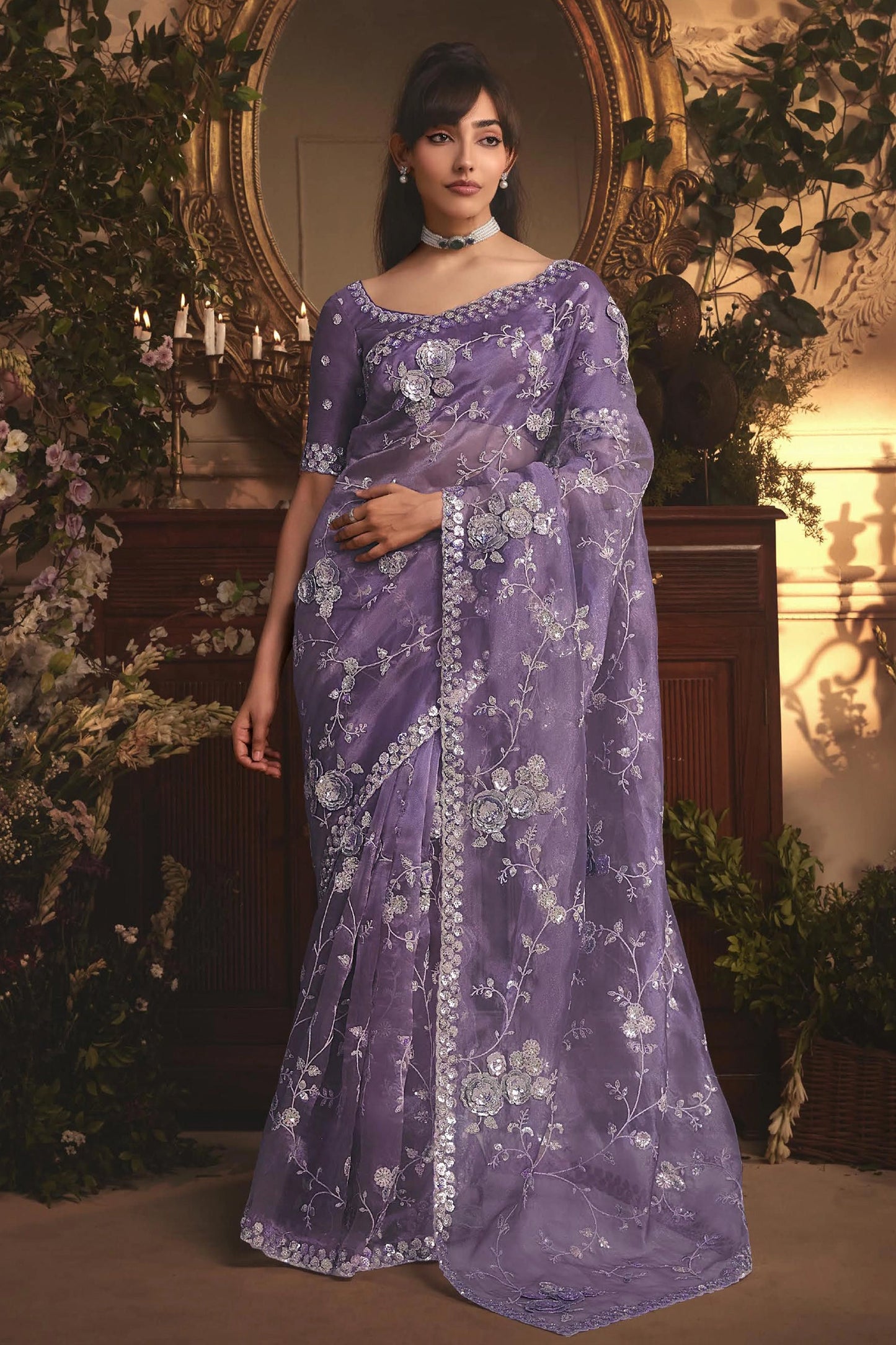 Purple Embroidered Tissue Organza Saree-SAR10236_1_SareeButa.com