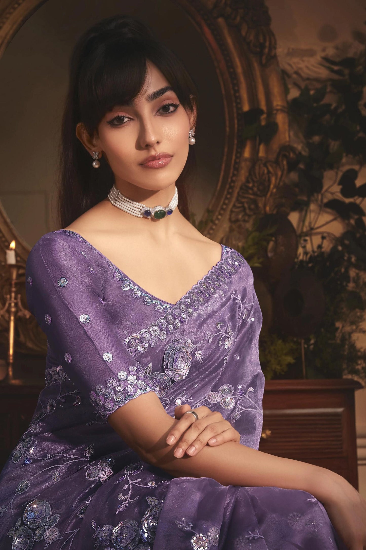Purple Embroidered Tissue Organza Saree-SAR10236_3_SareeButa.com