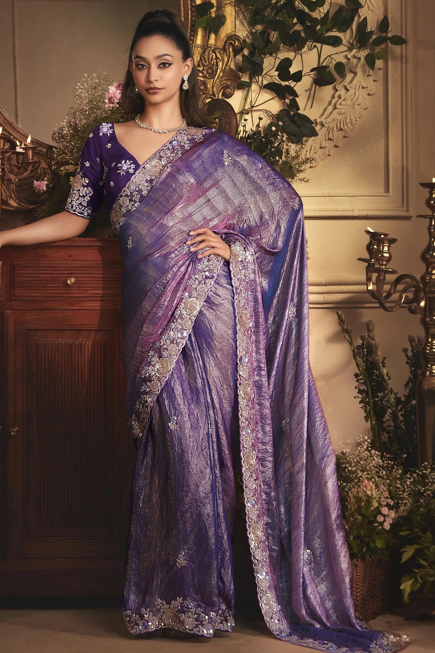 Purple Embroidered Tissue Organza Saree-SAR10244_1_SareeButa.com