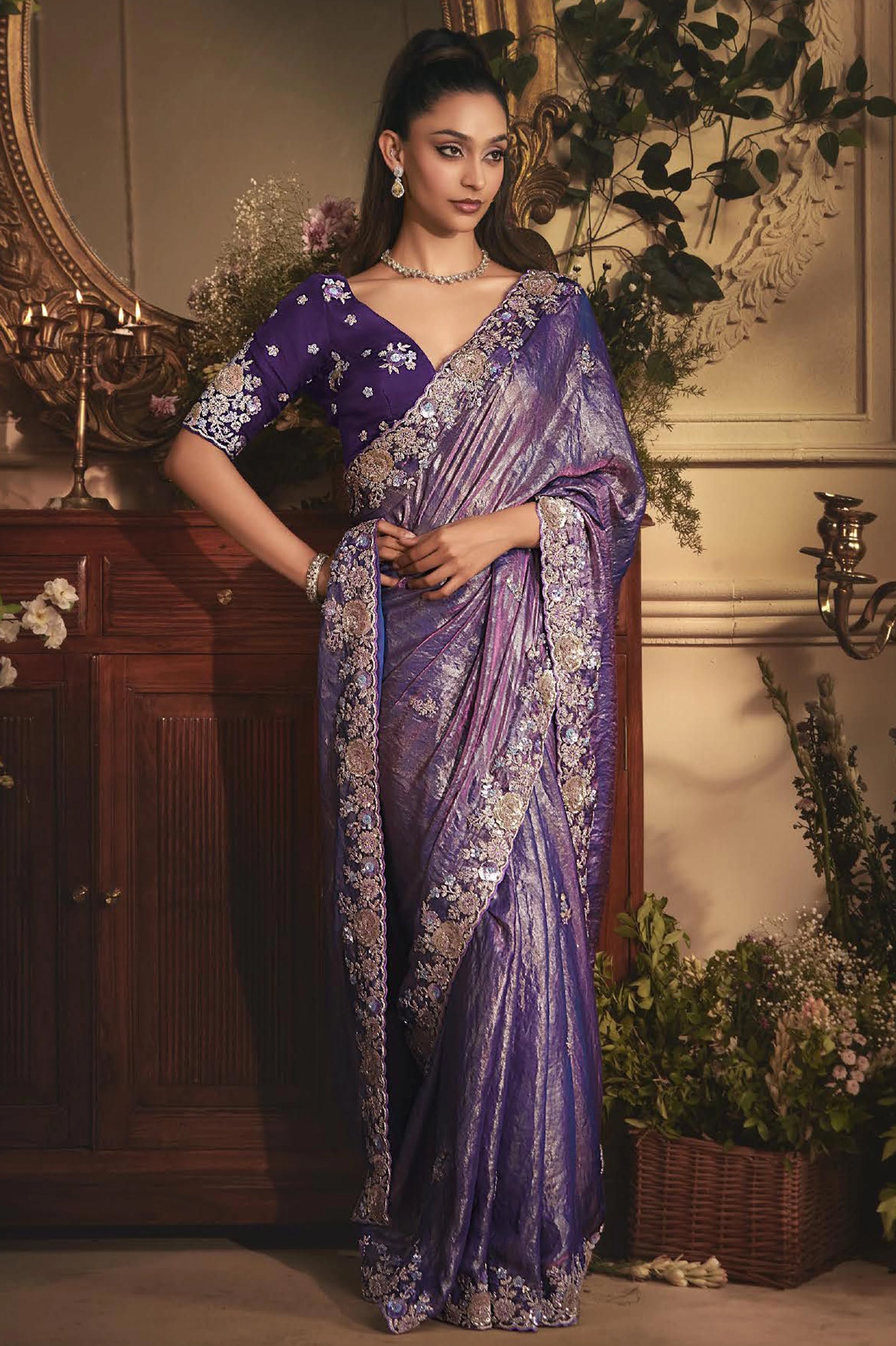 Purple Embroidered Tissue Organza Saree-SAR10244_4_SareeButa.com