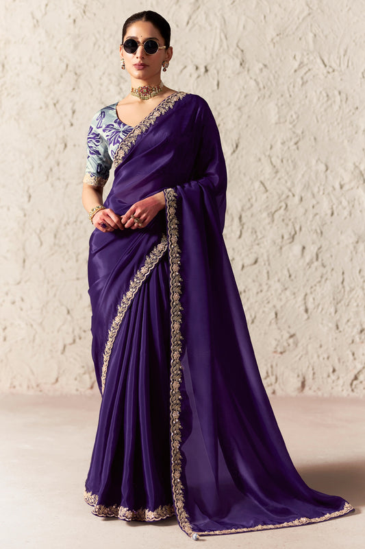 Purple Embroidered Tissue Organza Saree-SAR12782_1_SareeButa.com