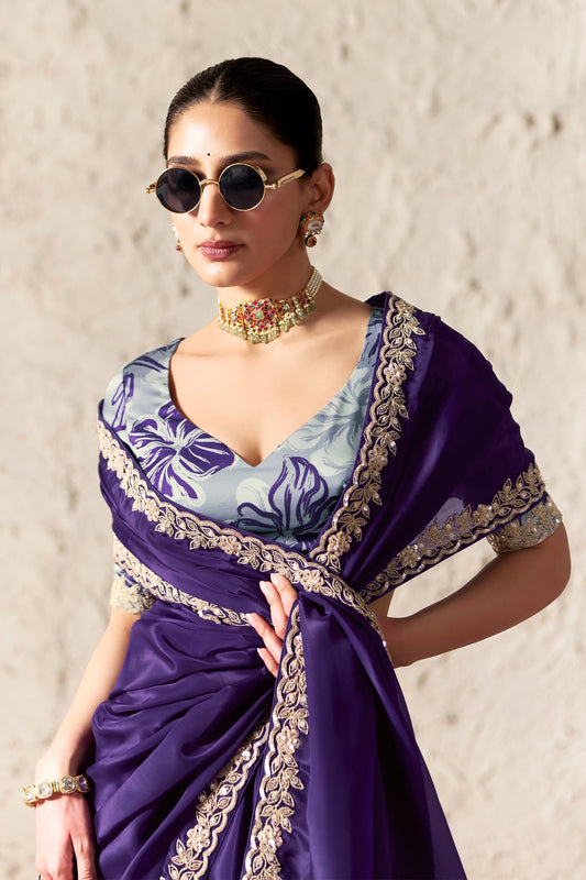 Purple Embroidered Tissue Organza Saree-SAR12782_2_SareeButa.com