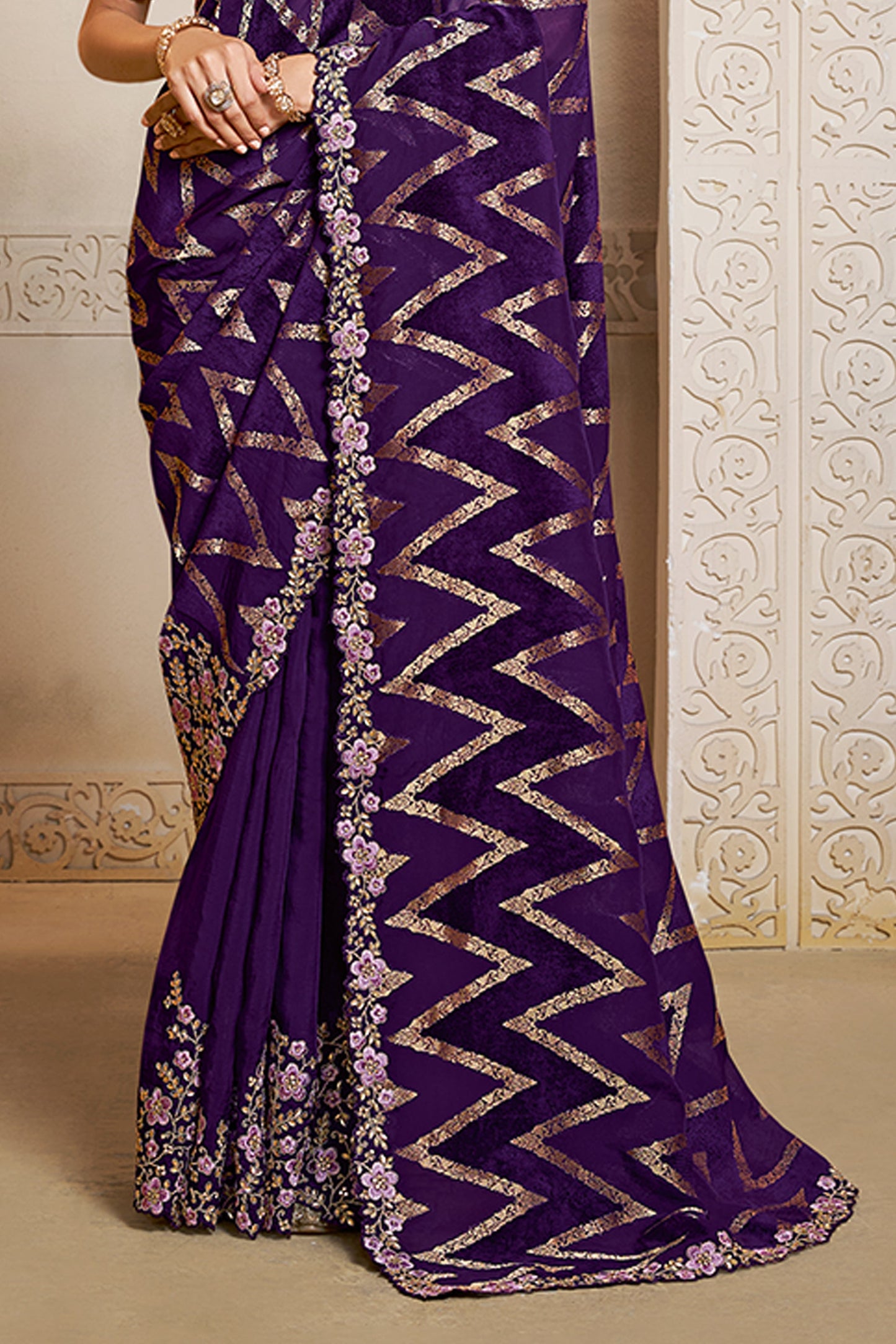 Purple Embroidered Velvet Silk Saree-SAR10877_5_SareeButa.com