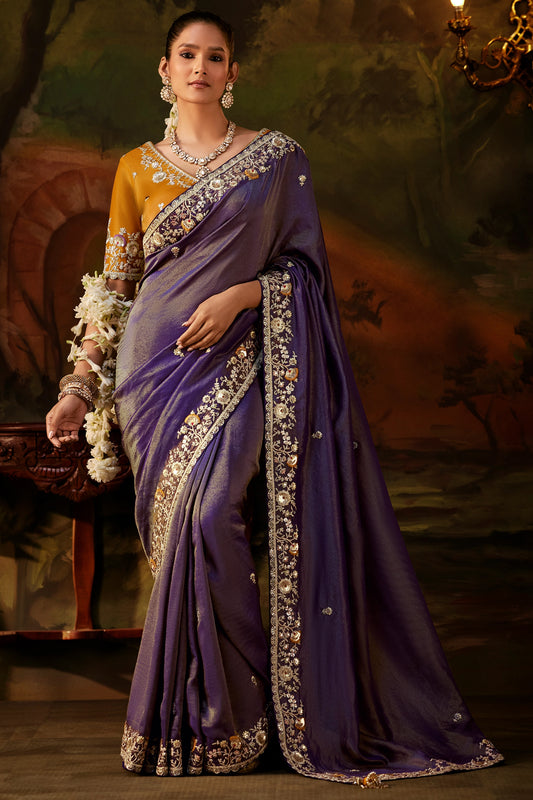 Purple Embroidered Viscose Tissue Saree-SAR13255_1_SareeButa.com