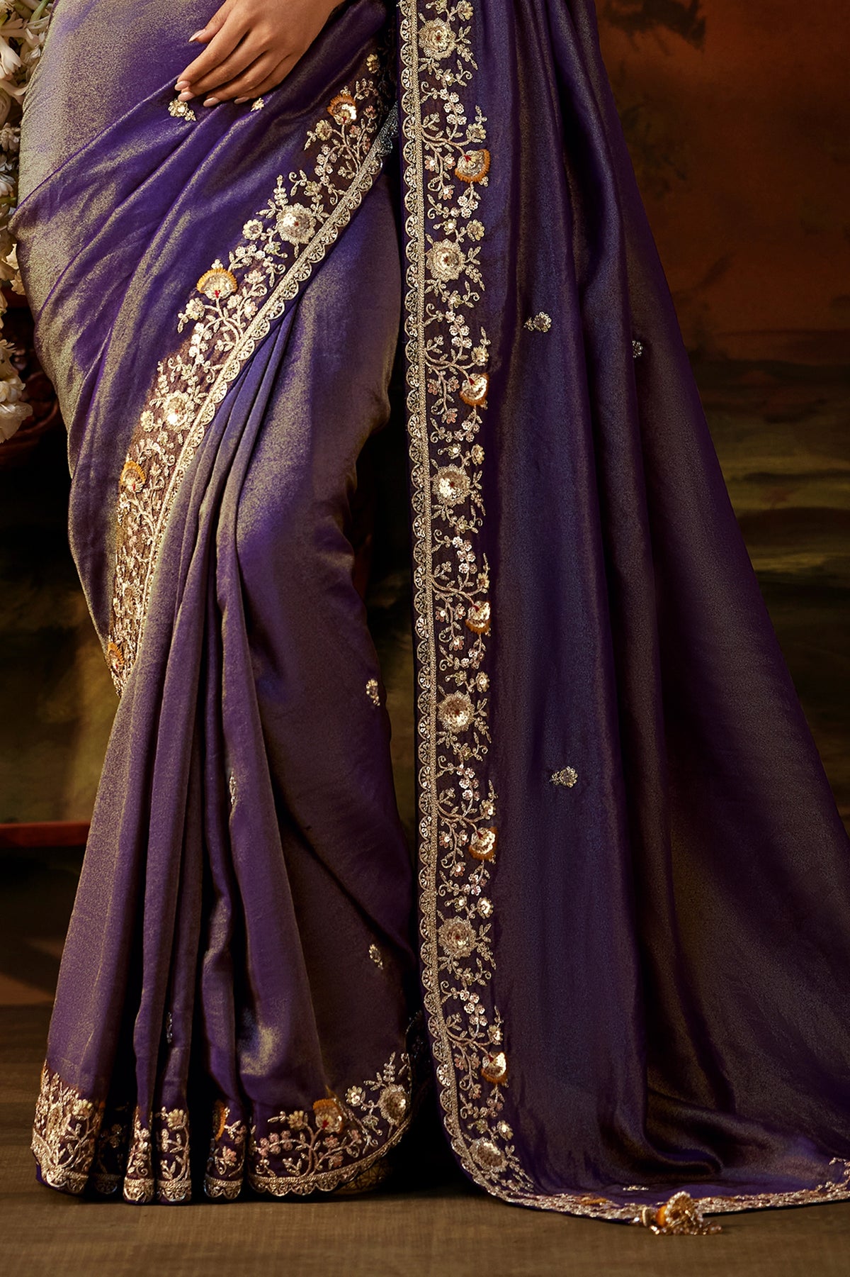 Purple Embroidered Viscose Tissue Saree-SAR13255_4_SareeButa.com