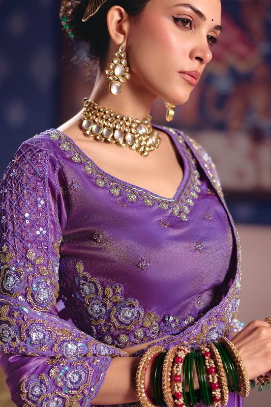 Purple Embroidered Viscose Zari Tissue Saree-SAR12586_2_SareeButa.com