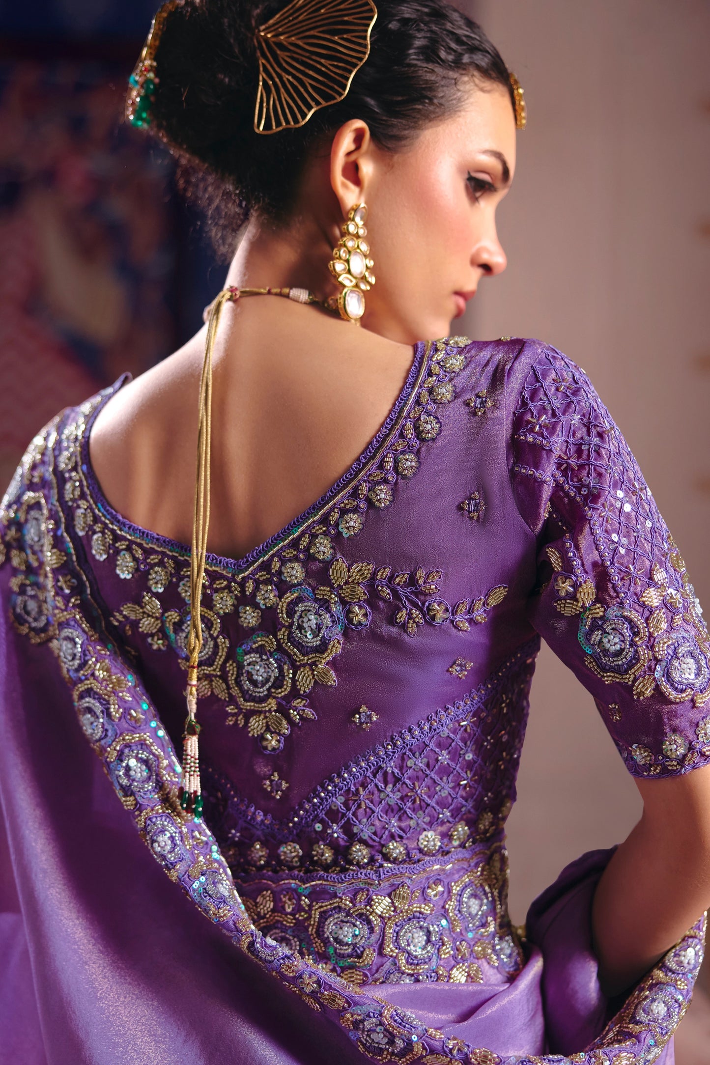Purple Embroidered Viscose Zari Tissue Saree-SAR12586_4_SareeButa.com