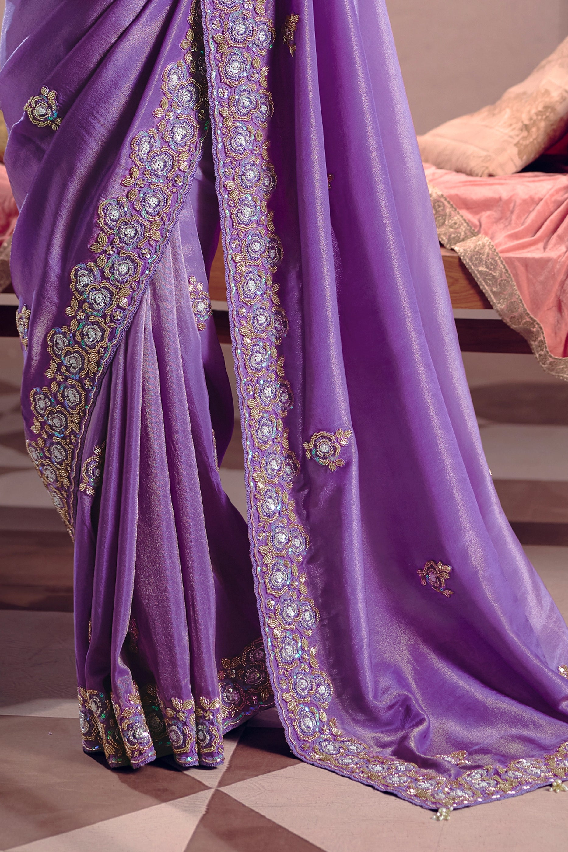 Purple Embroidered Viscose Zari Tissue Saree-SAR12586_5_SareeButa.com