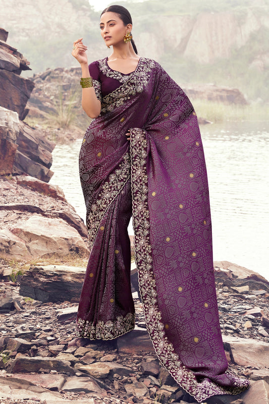 Purple Embroidered Woven Satin Silk Saree-SAR11012_1_SareeButa.com