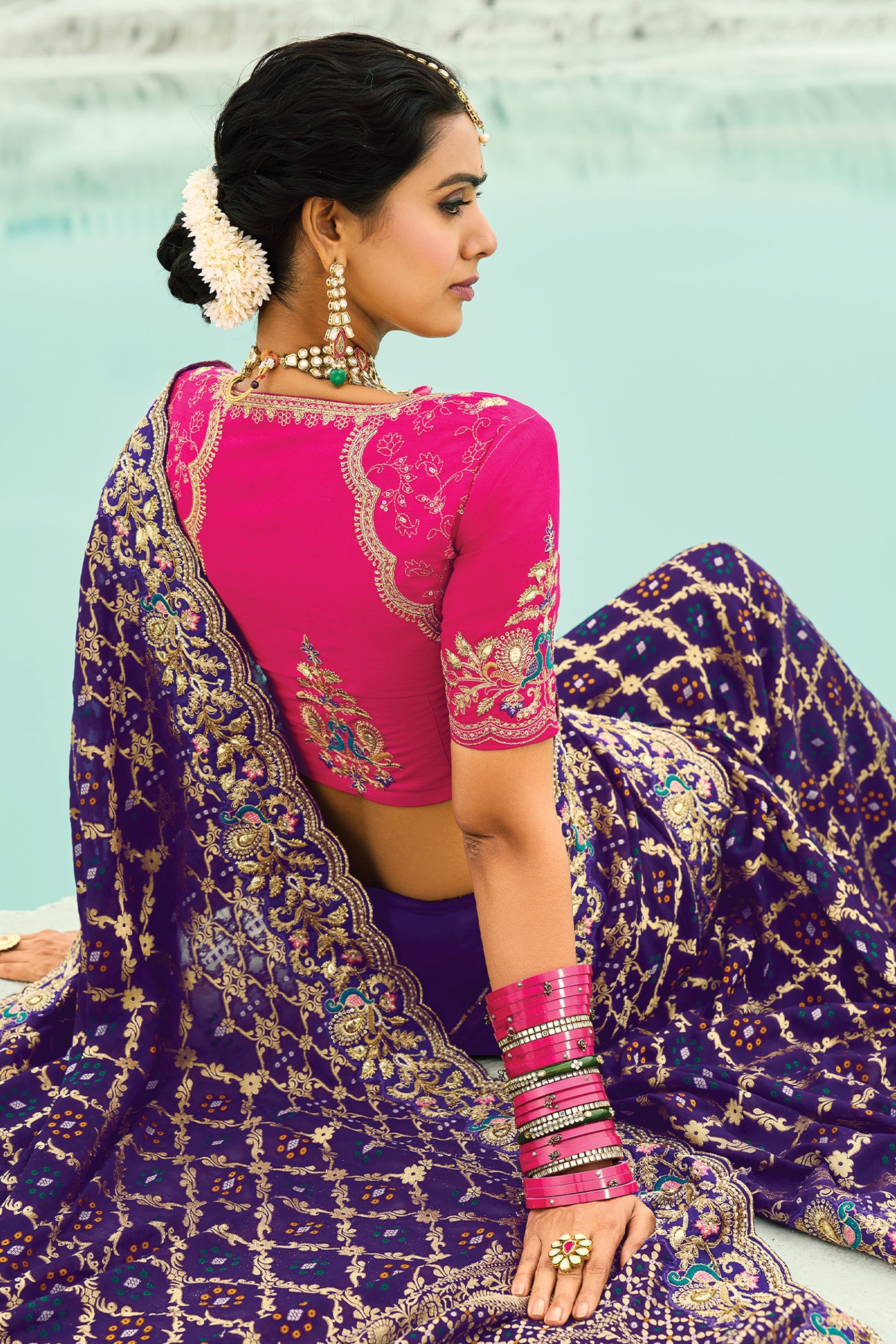 Purple Georgette Bandhani Saree-SAR10302_3_SareeButa.com