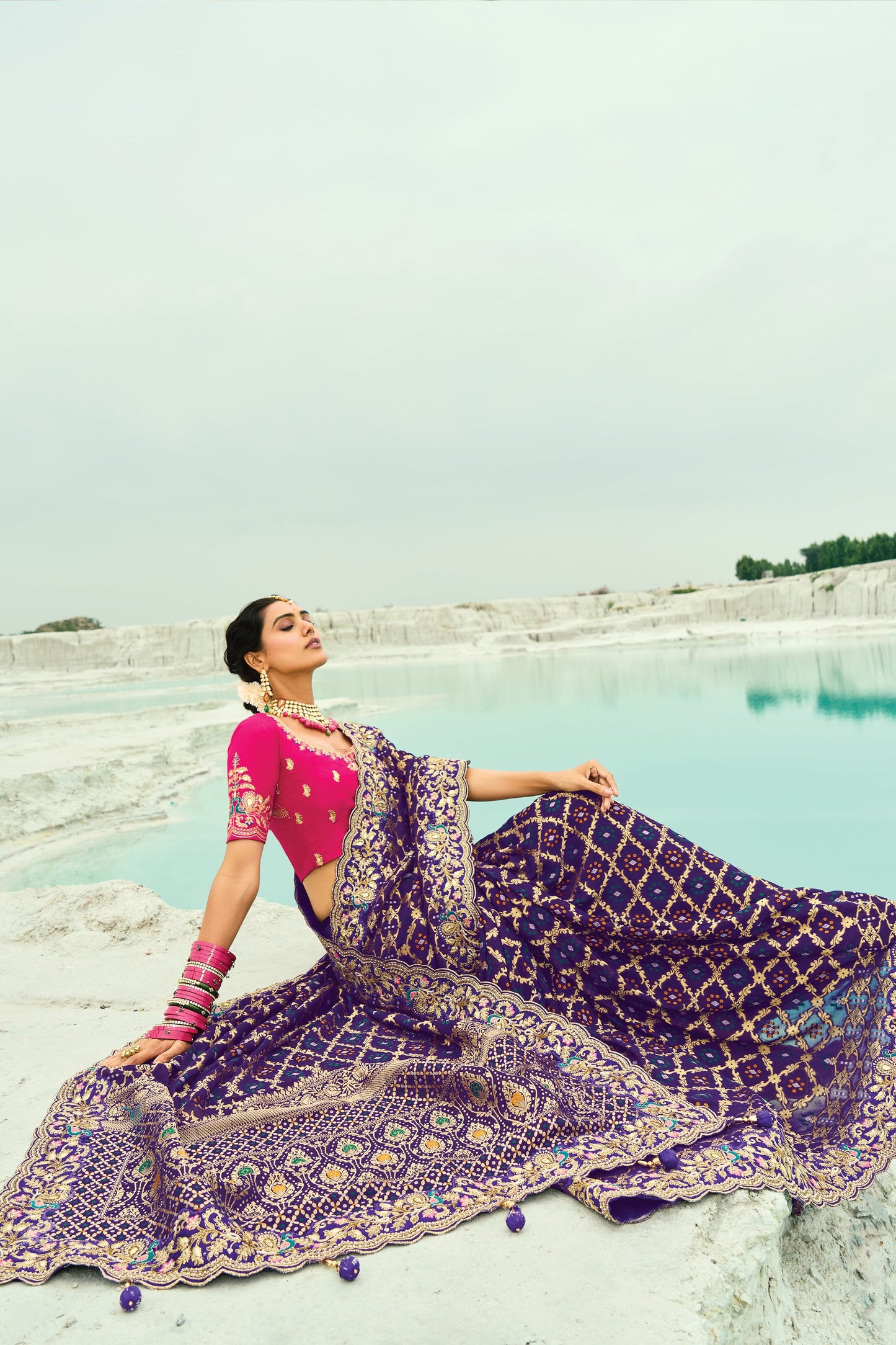 Purple Georgette Bandhani Saree-SAR10302_4_SareeButa.com