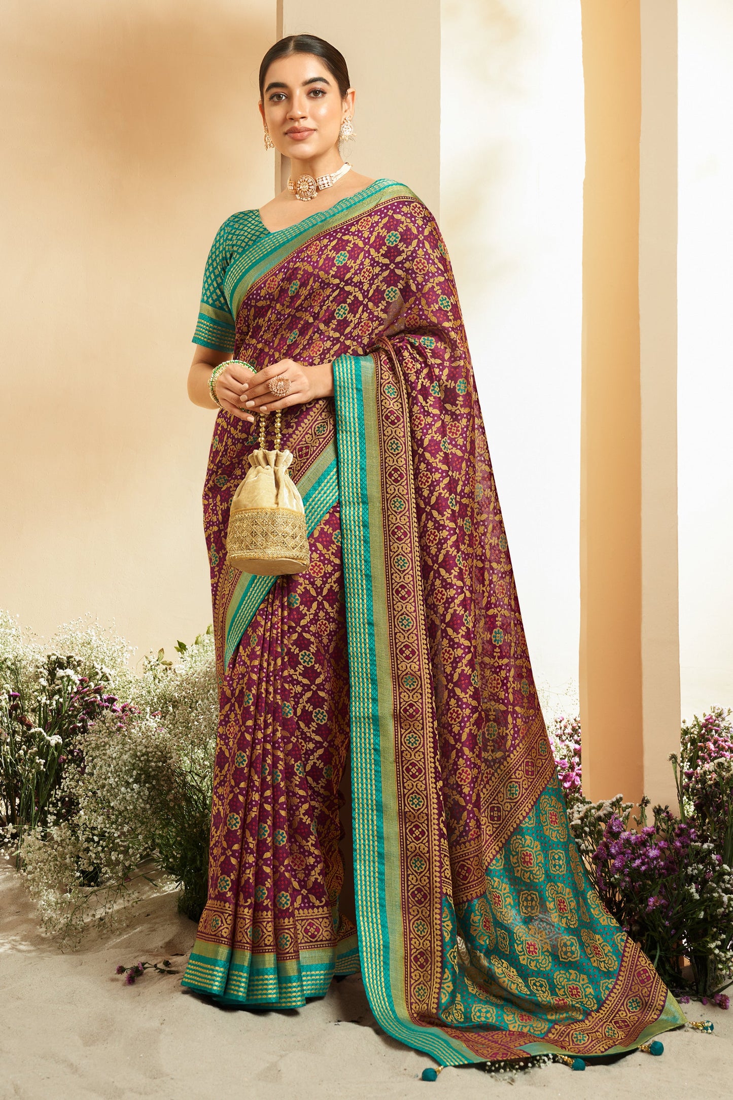 Purple Georgette Patola Saree-ZB134168_1_SareeButa.com