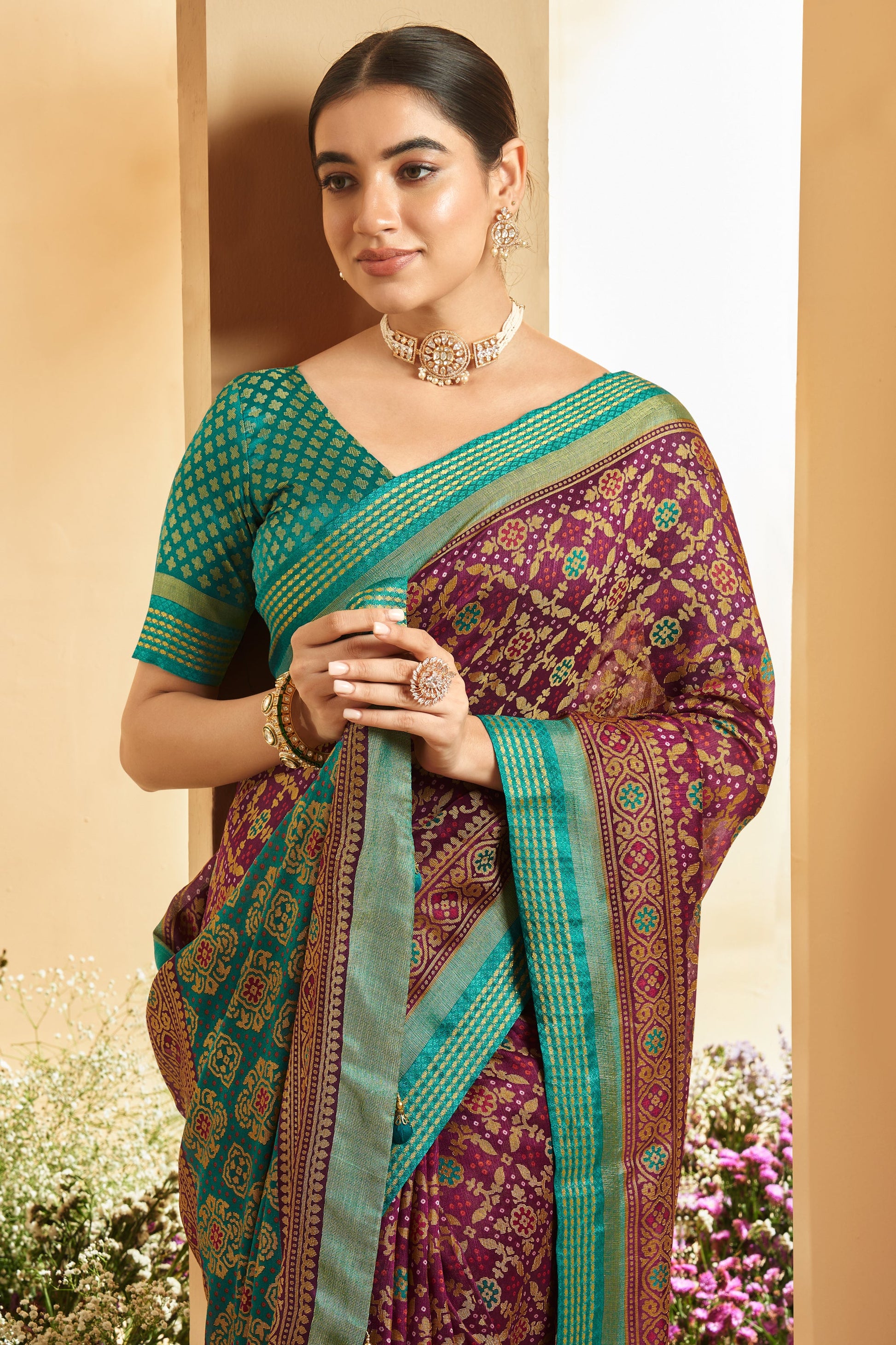 Purple Georgette Patola Saree-ZB134168_3_SareeButa.com