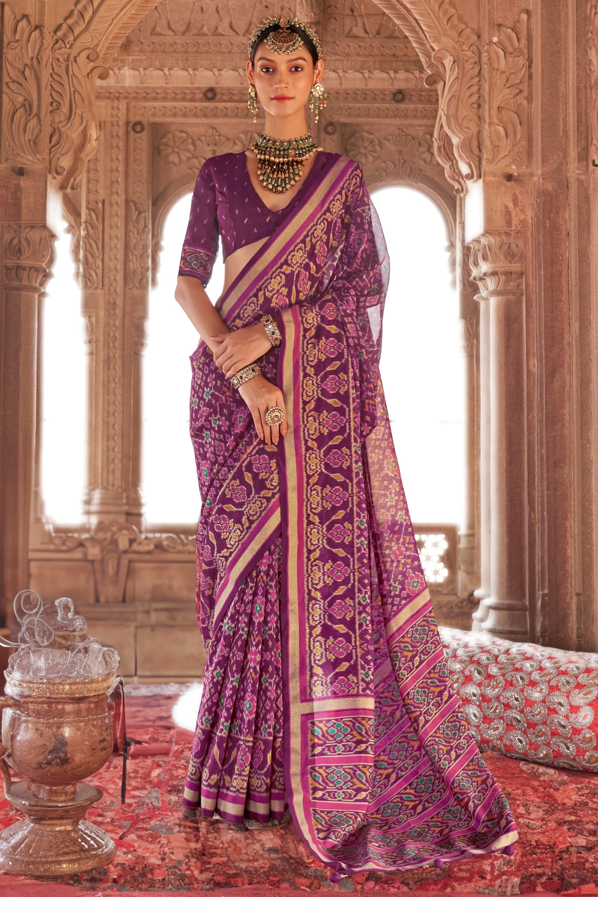 Purple Georgette Patola Saree-ZB134184_1_SareeButa.com