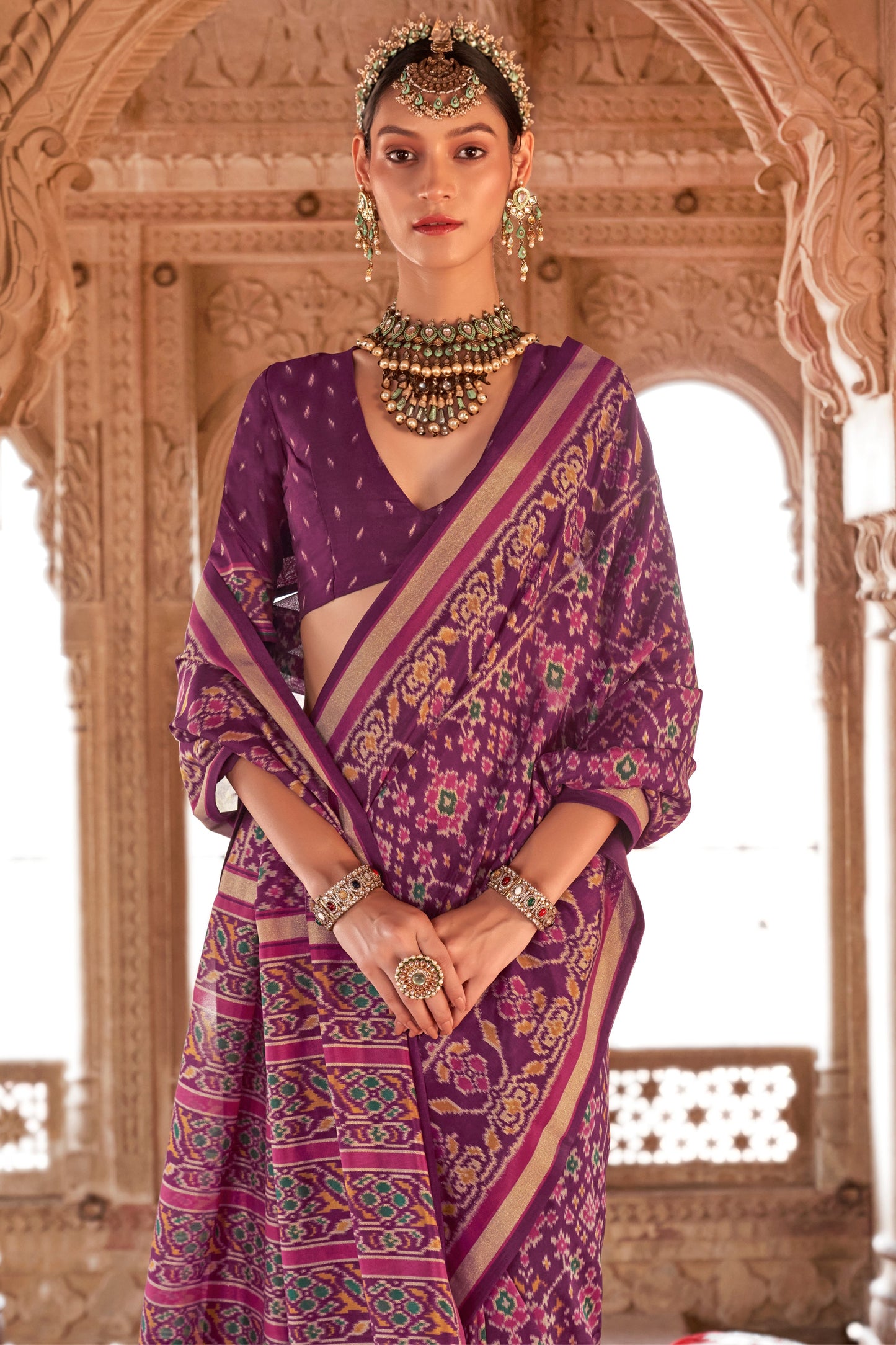 Purple Georgette Patola Saree-ZB134184_2_SareeButa.com