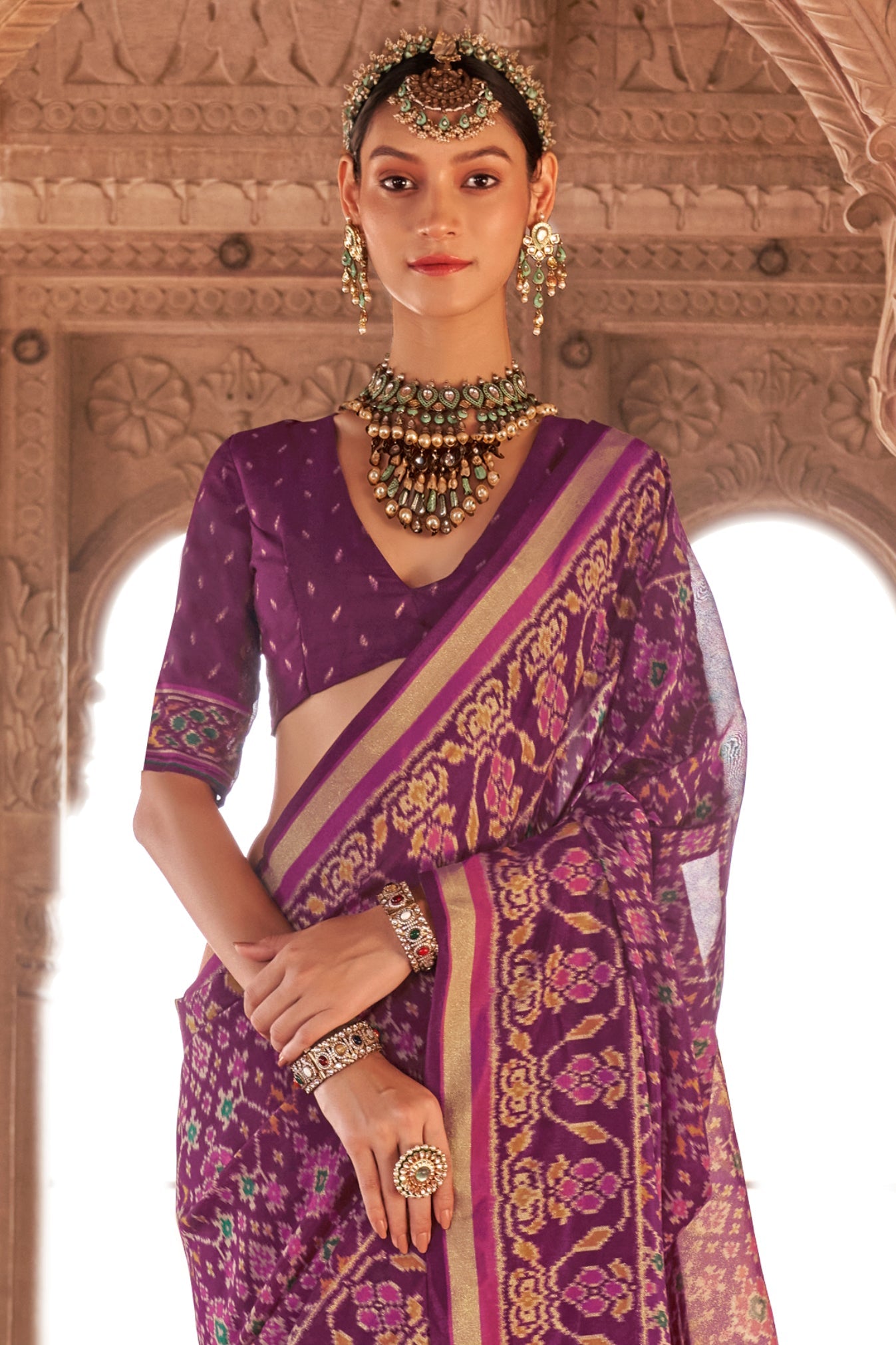 Purple Georgette Patola Saree-ZB134184_3_SareeButa.com