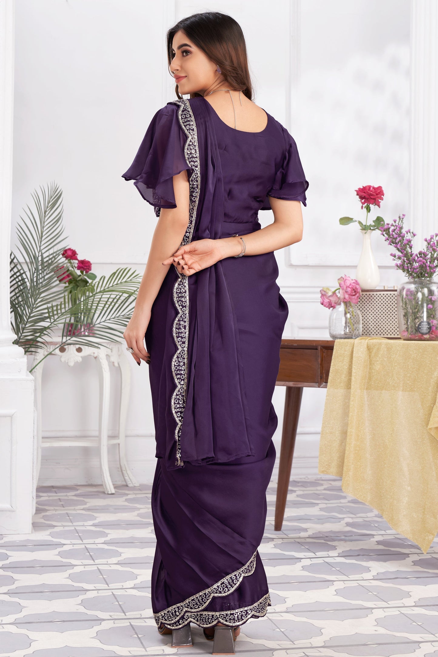 Purple Georgette Readymade Saree With Stitched Blouse-ZB133681_4_SareeButa.com