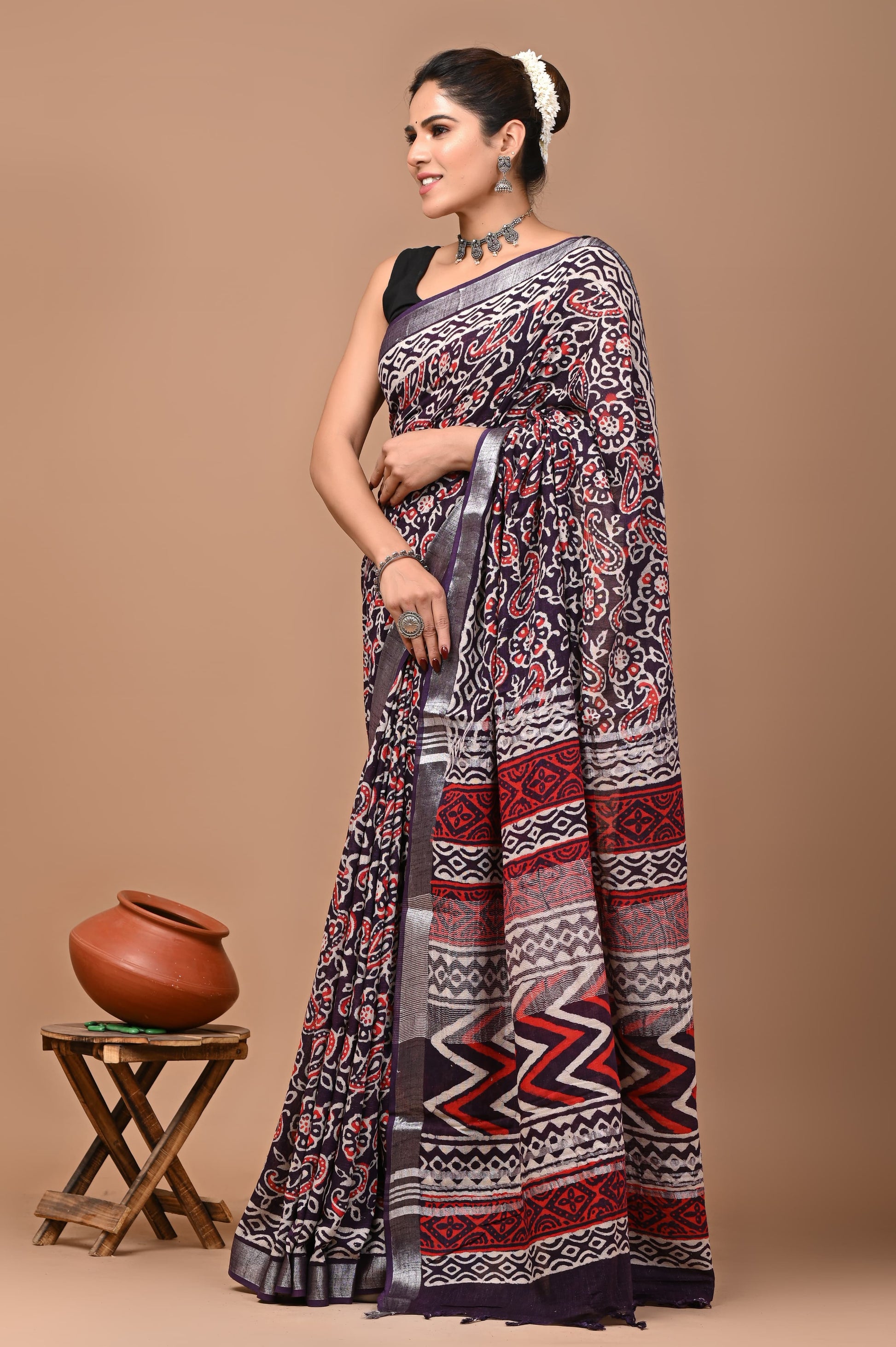 purple-handblock-print-cotton-linen-saree-zb132572_3_SareeButa.com