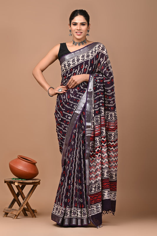 purple-handblock-print-cotton-linen-saree-zb132612_1_SareeButa.com