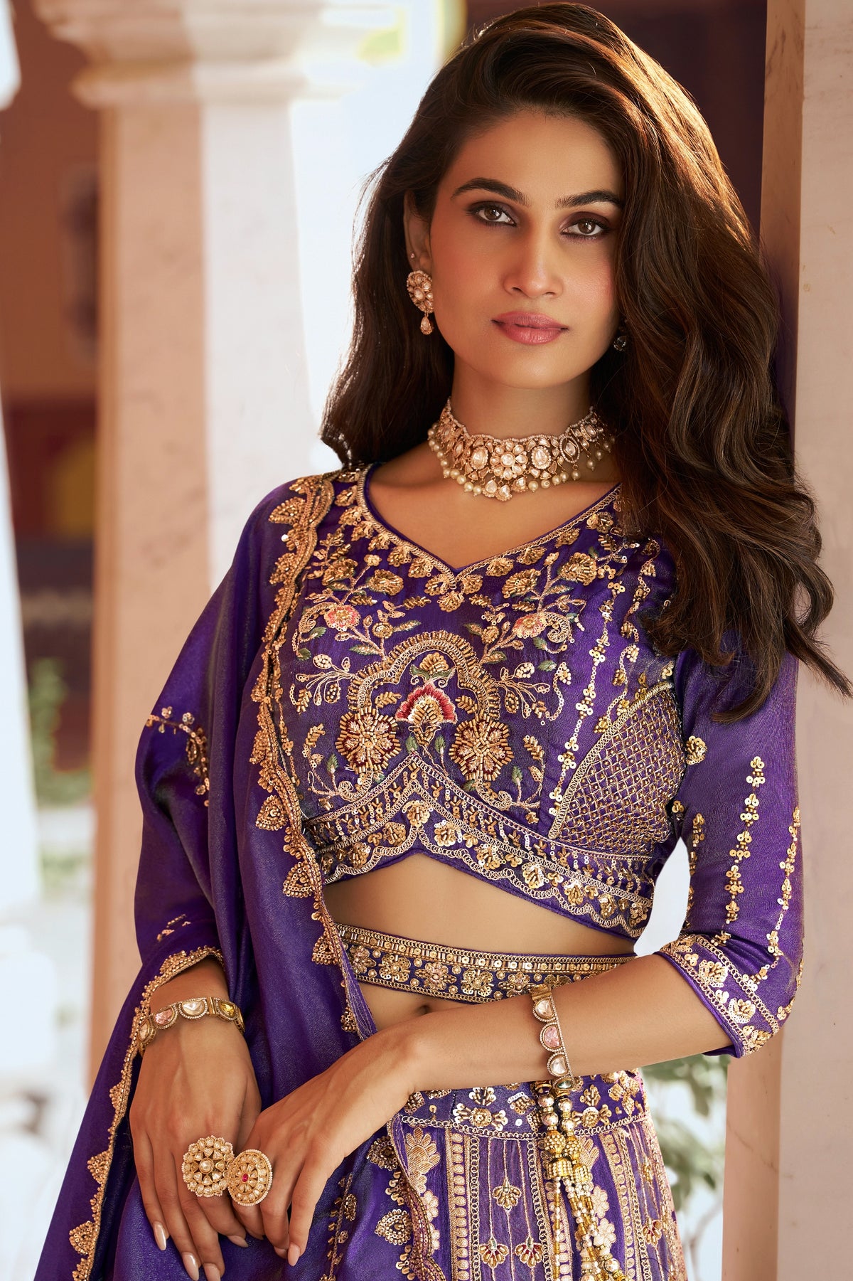 Purple Heavy Work Banarasi Silk Lehenga-SAR13273_2_SareeButa.com