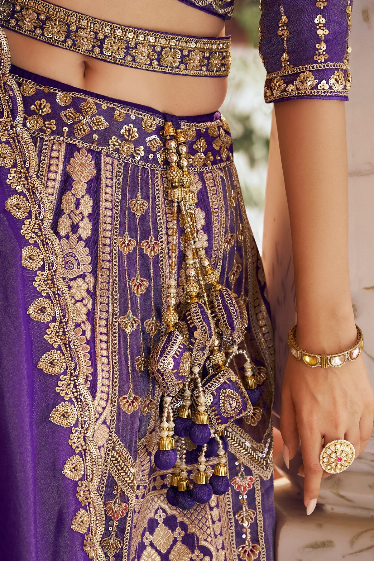 Purple Heavy Work Banarasi Silk Lehenga-SAR13273_3_SareeButa.com
