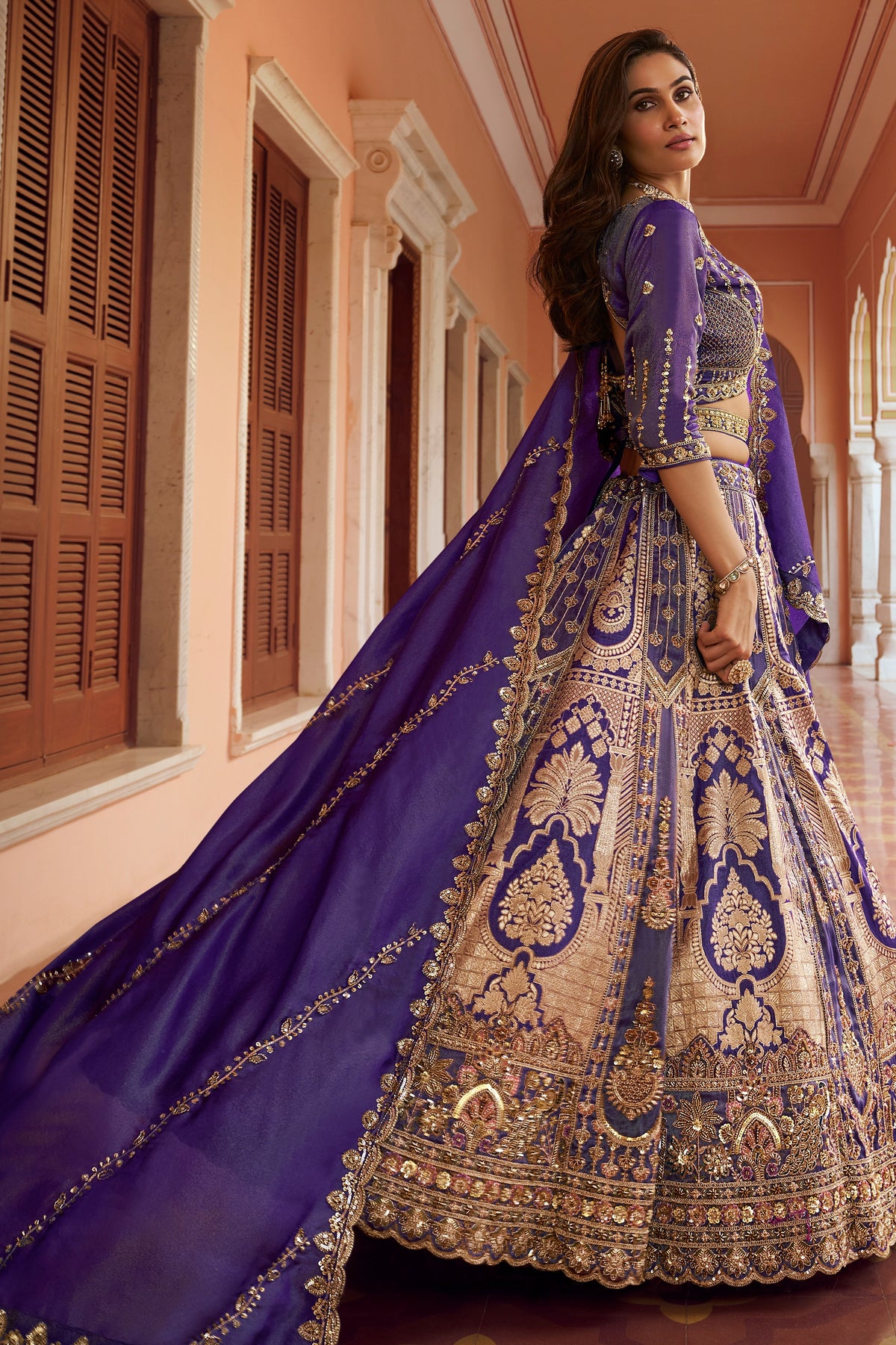Purple Heavy Work Banarasi Silk Lehenga-SAR13273_4_SareeButa.com