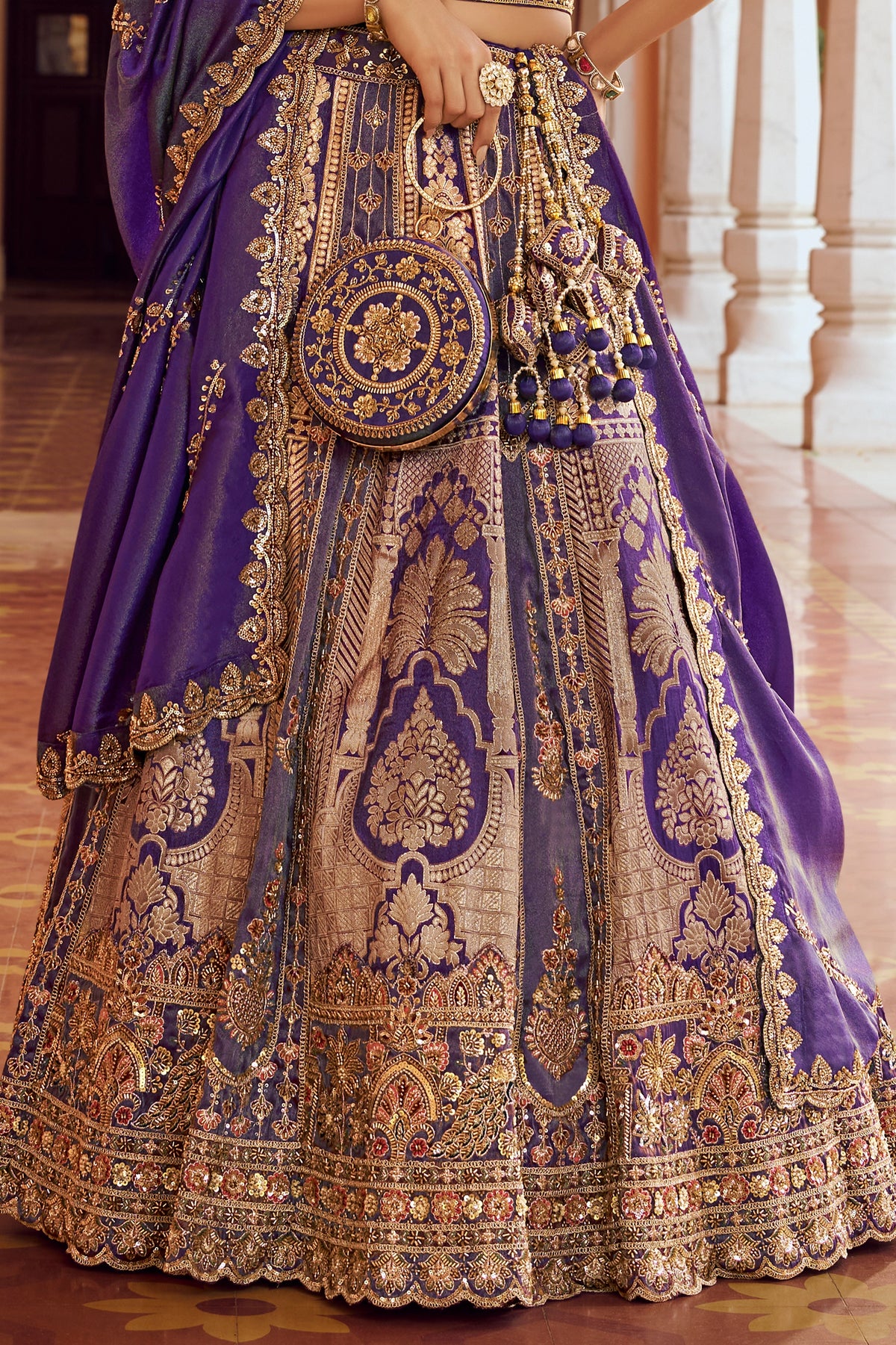 Purple Heavy Work Banarasi Silk Lehenga-SAR13273_6_SareeButa.com