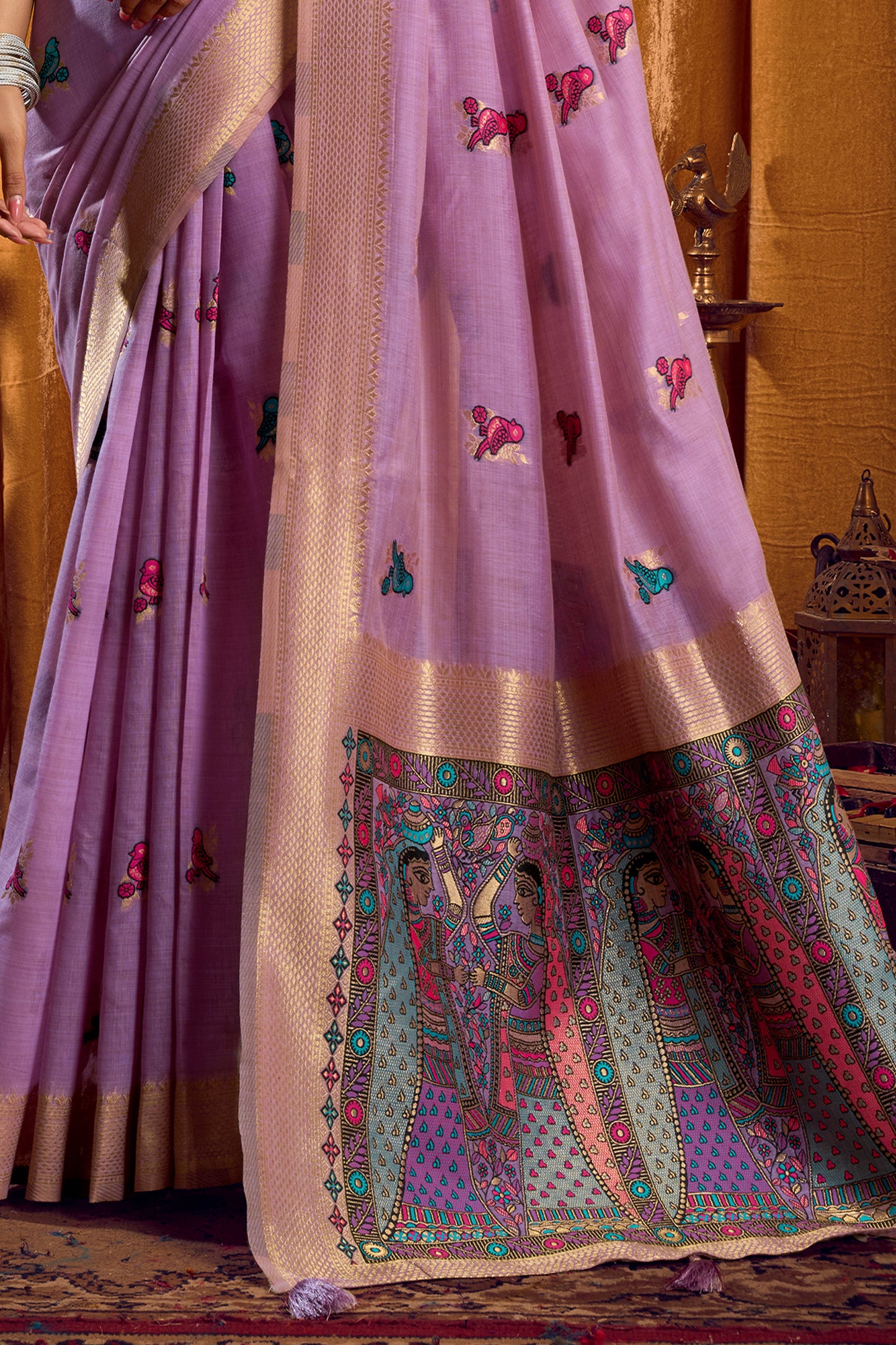 Purple Katha Work Khadi Cotton Saree-SAR12656_4_SareeButa.com