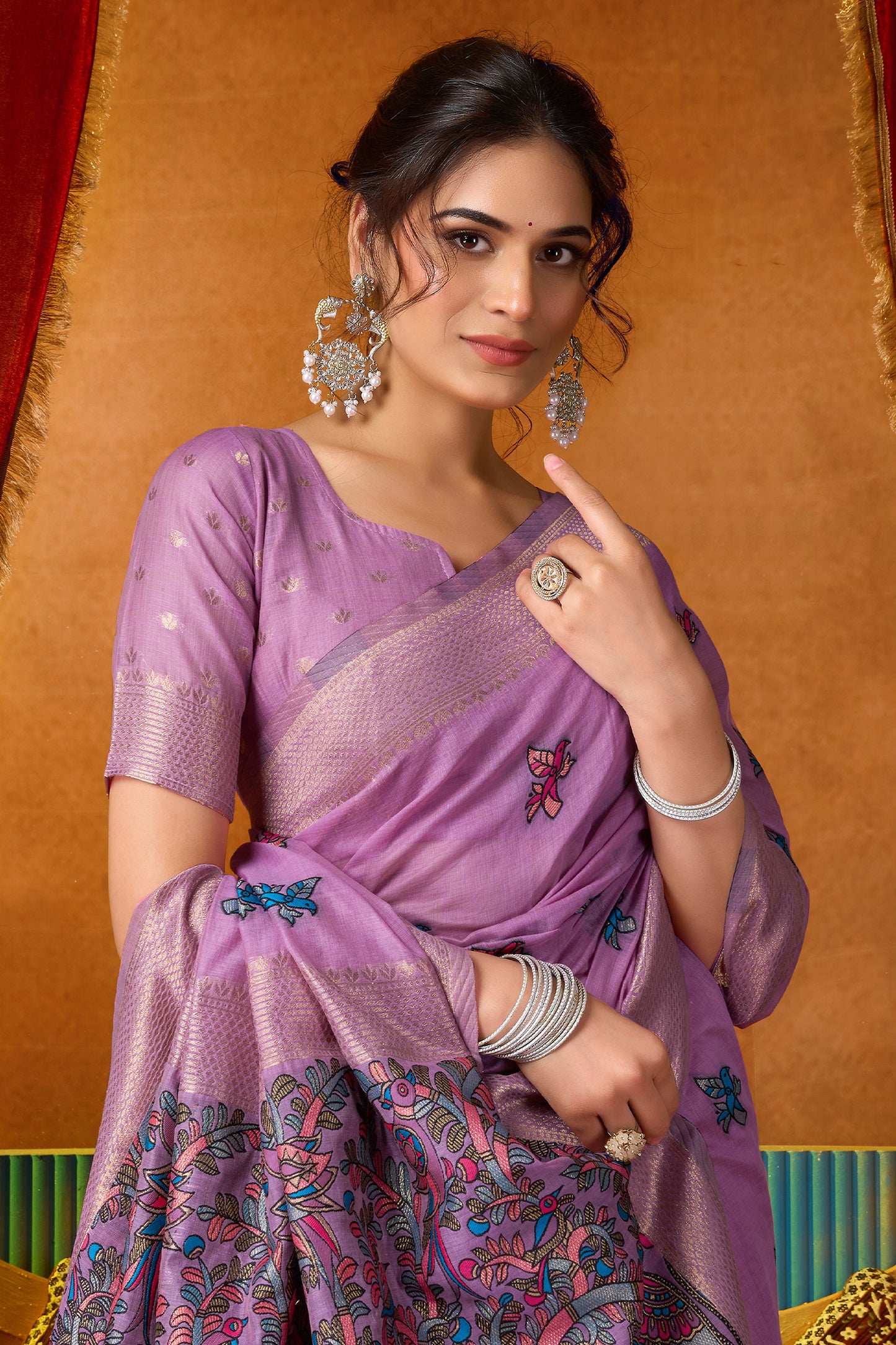 Purple Katha Work Khadi Cotton Saree-SAR12693_2_SareeButa.com
