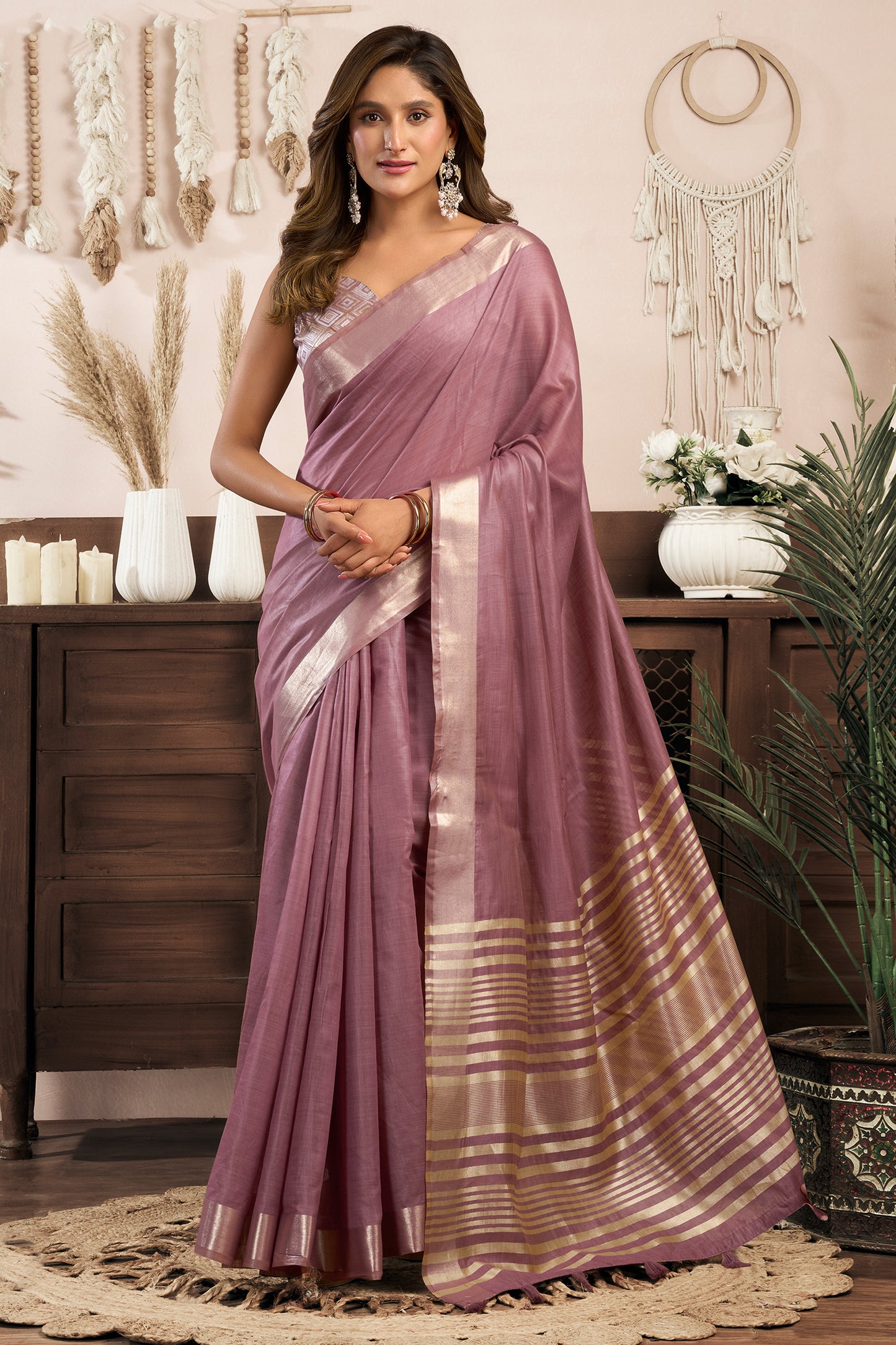 Purple Khadi Cotton Saree-SAR12651_1_SareeButa.com