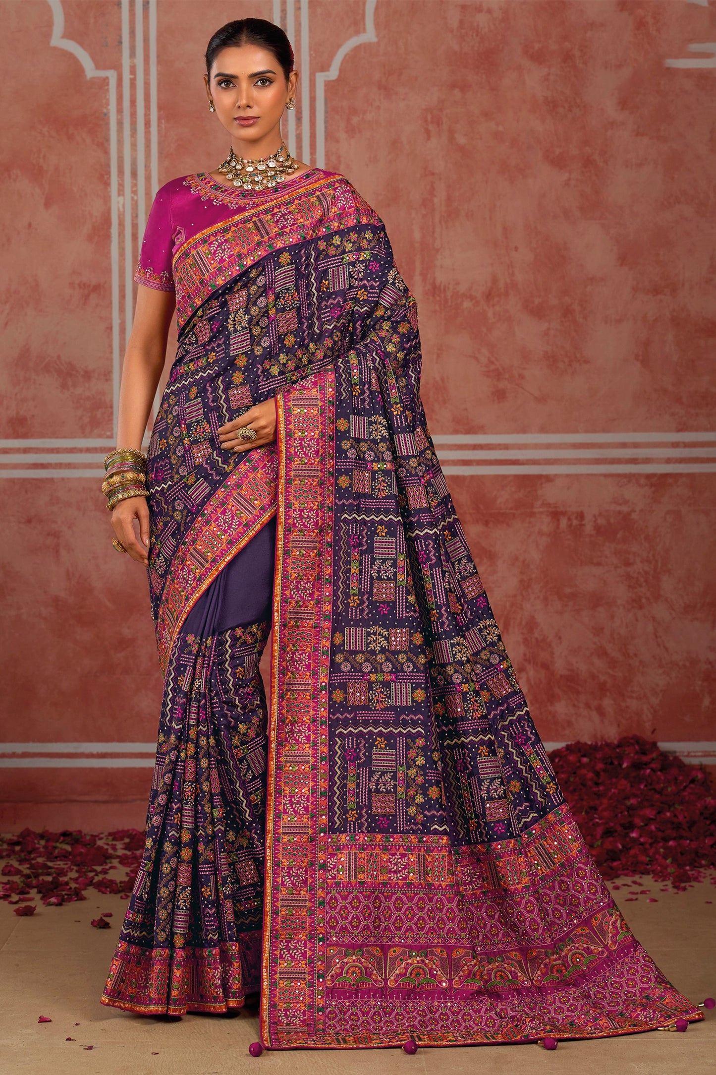 Purple Kutchi Work Silk Saree-SAR13054_1_SareeButa.com