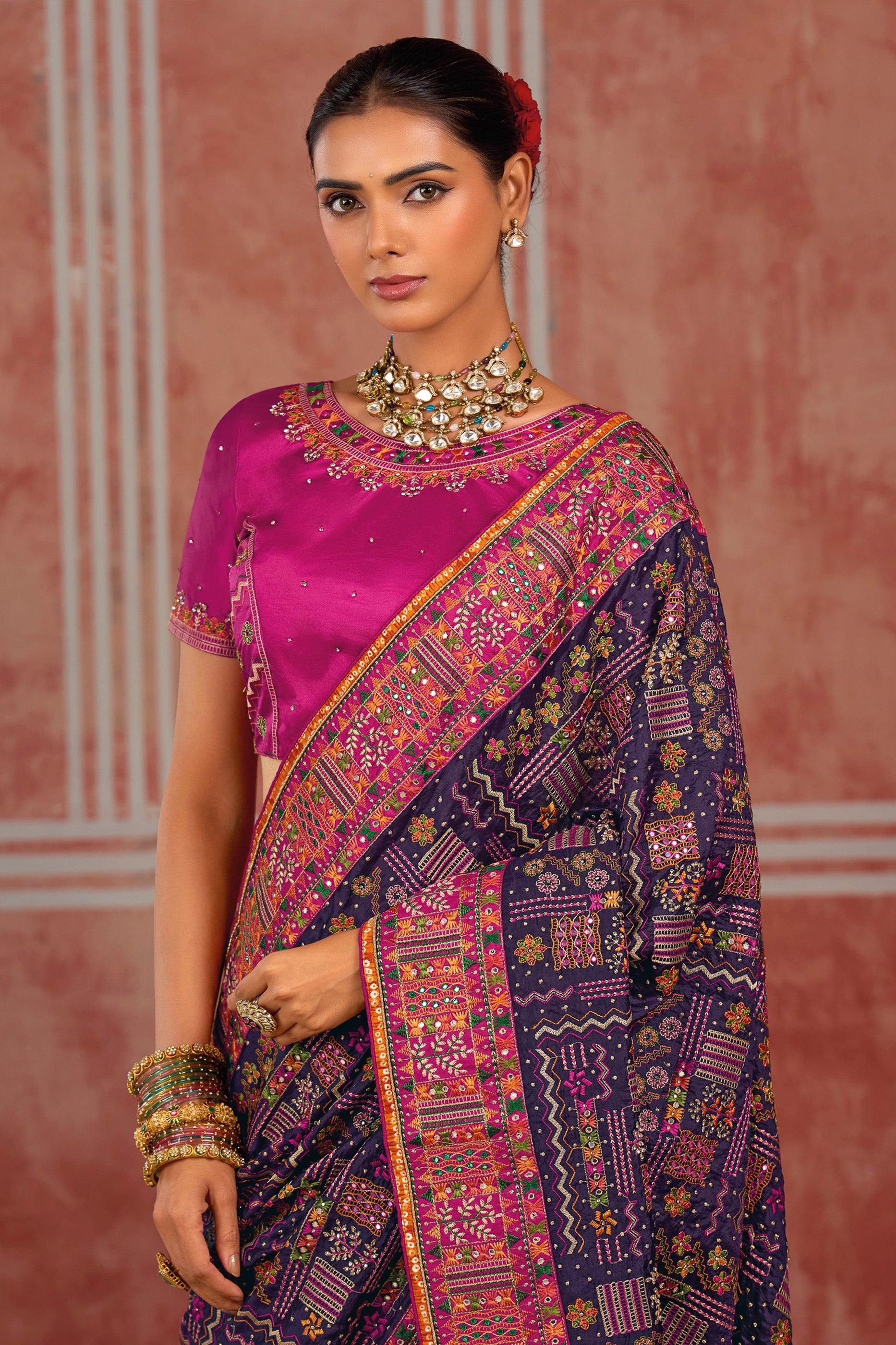 Purple Kutchi Work Silk Saree-SAR13054_2_SareeButa.com