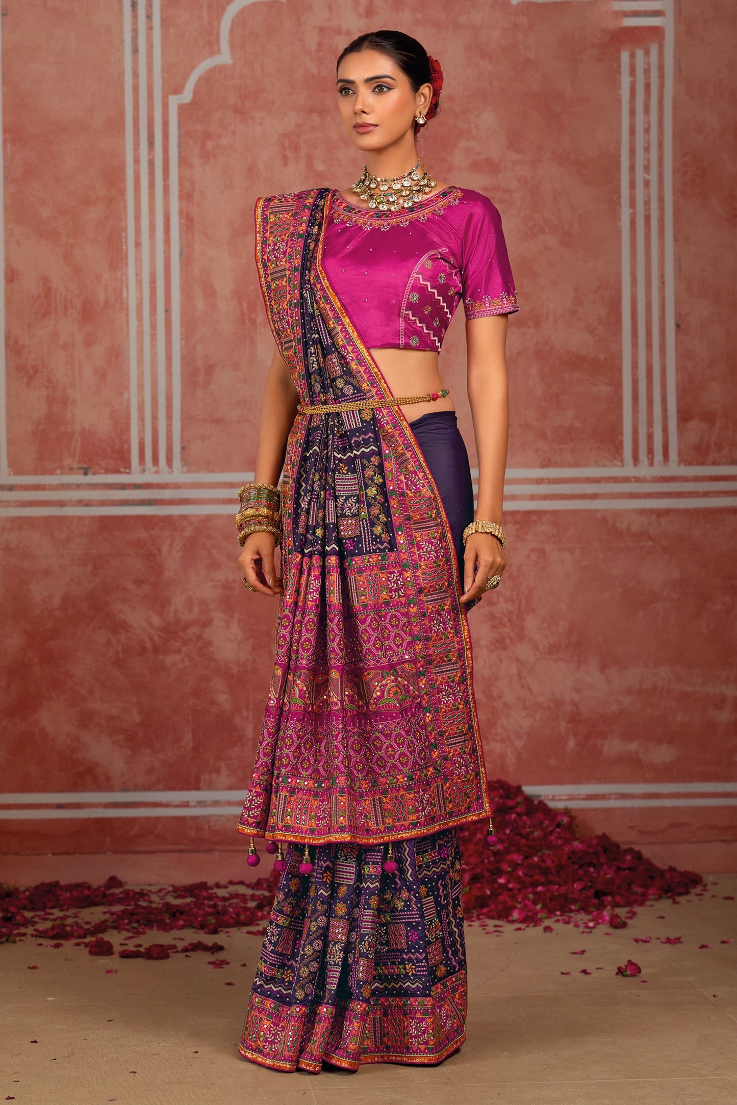 Purple Kutchi Work Silk Saree-SAR13054_3_SareeButa.com