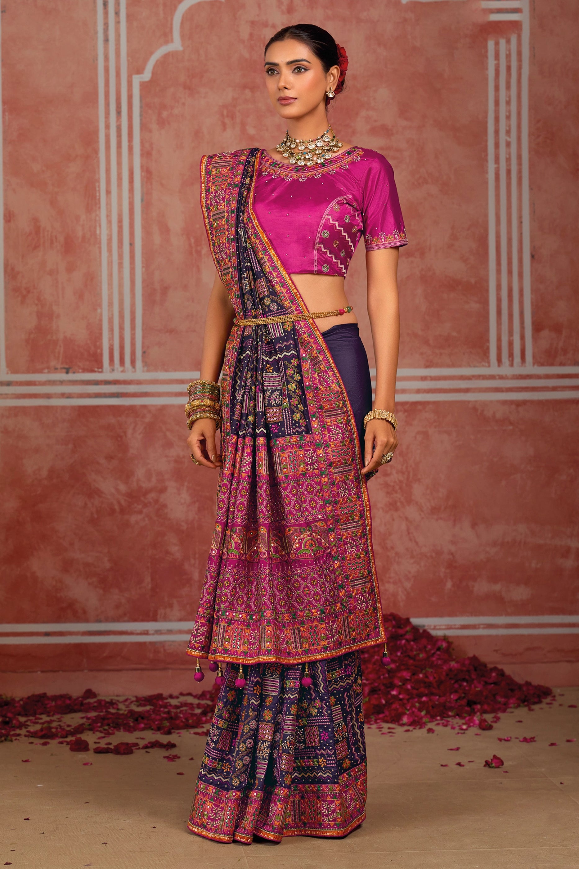 Purple Kutchi Work Silk Saree-SAR13054_3_SareeButa.com