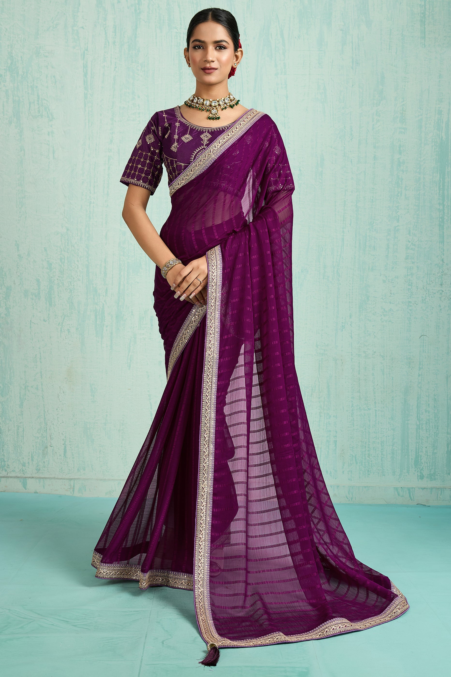 Purple Lace Work Chiffon Saree-SAR10620_1_SareeButa.com