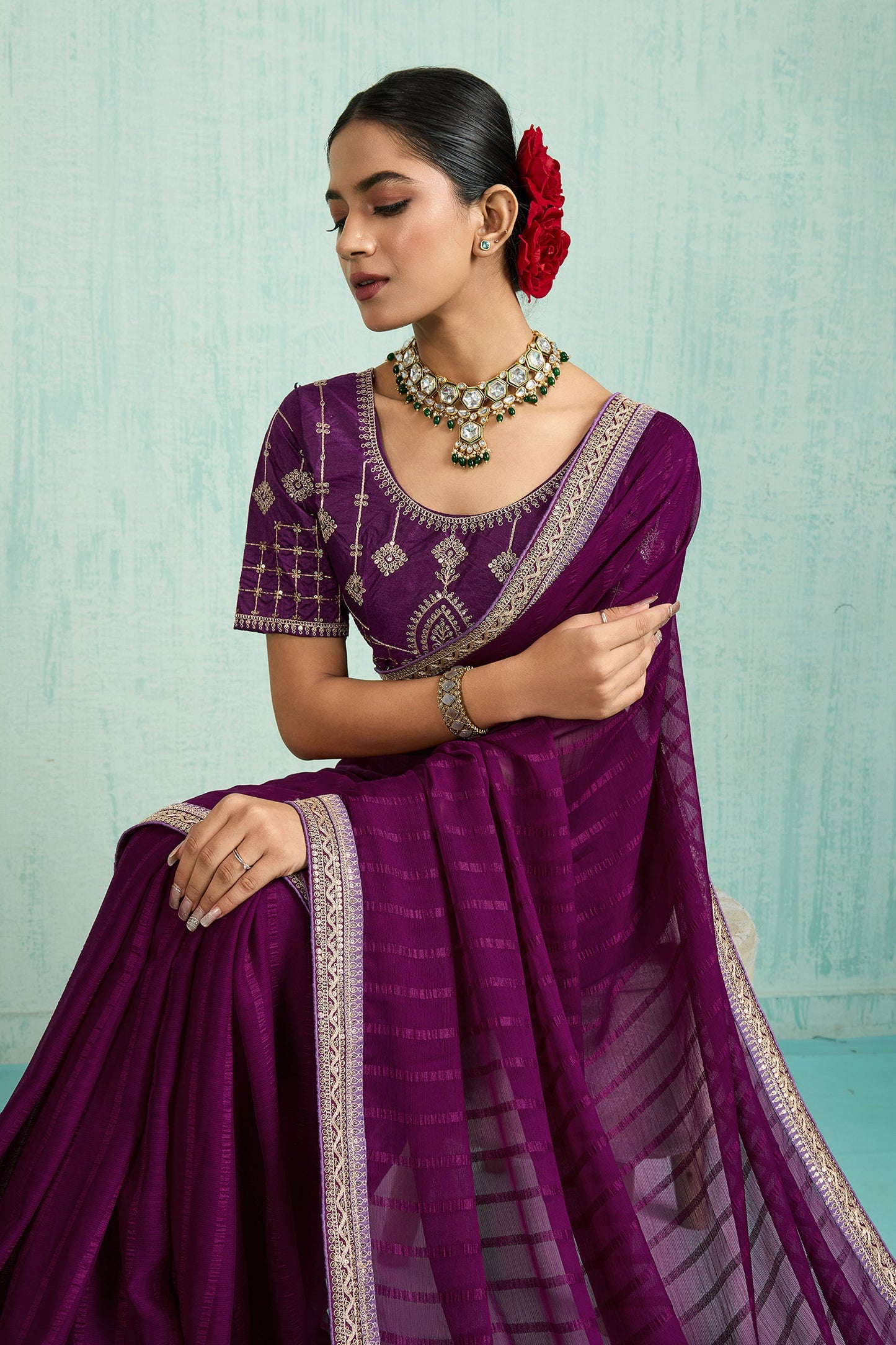 Purple Lace Work Chiffon Saree-SAR10620_3_SareeButa.com