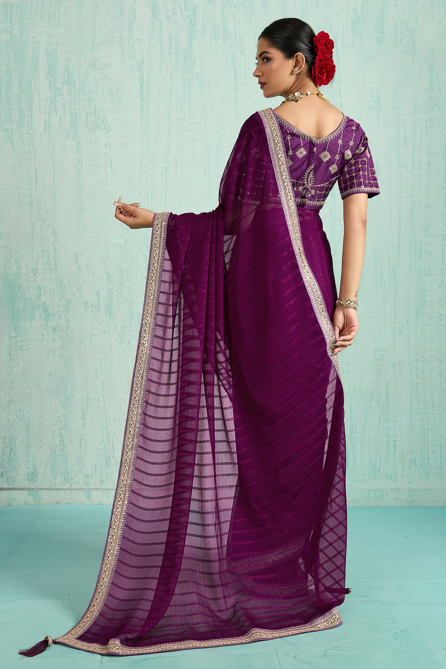 Purple Lace Work Chiffon Saree-SAR10620_4_SareeButa.com