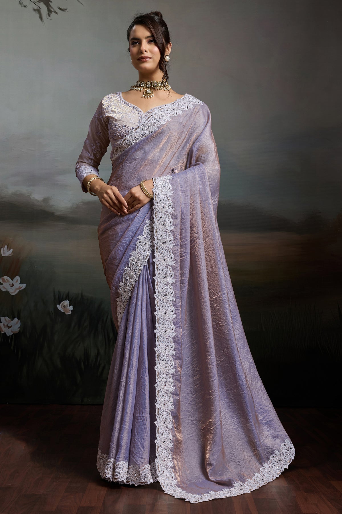 Purple Metallic Satin Velvet Saree-SAR12920_1_SareeButa.com