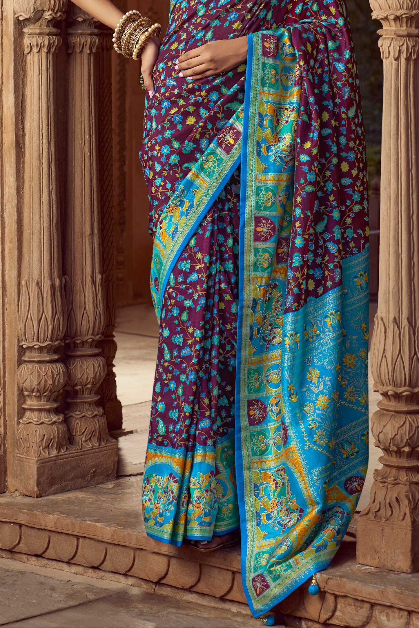 Purple Pashmina Printed Viscose Silk Saree-SAR10407_4_SareeButa.com