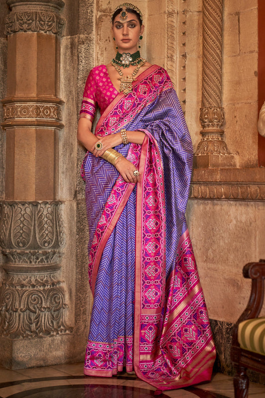 Purple Printed Viscose Silk Saree-ZB133500_1_SareeButa.com