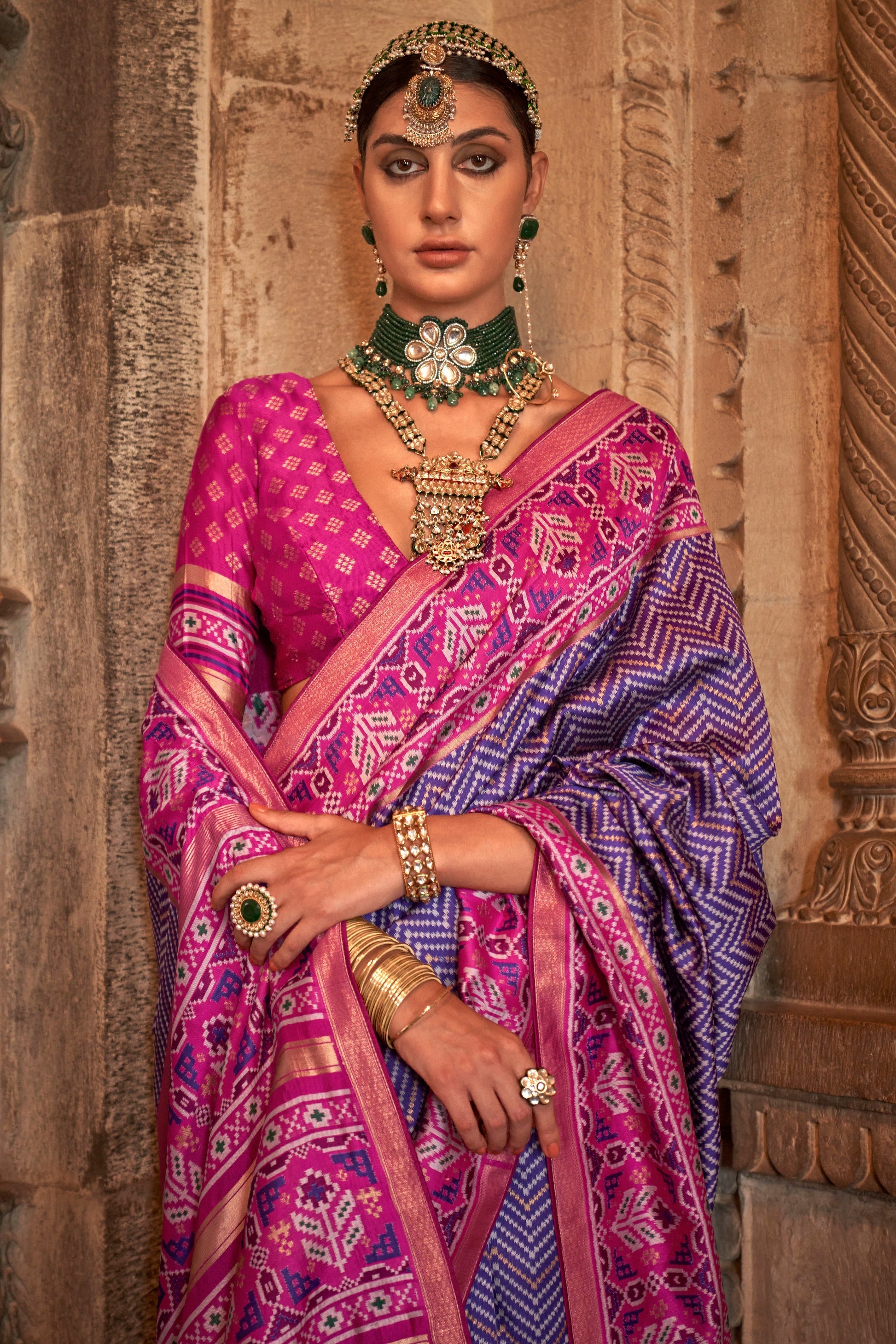 Purple Printed Viscose Silk Saree-ZB133500_2_SareeButa.com