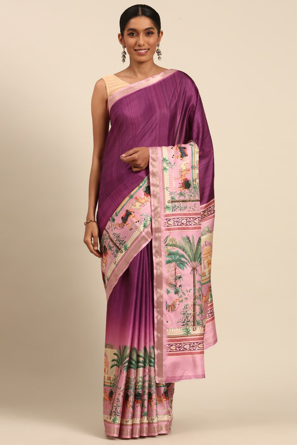 Purple Printed Cotton Saree-ZB132975_1_SareeButa.com