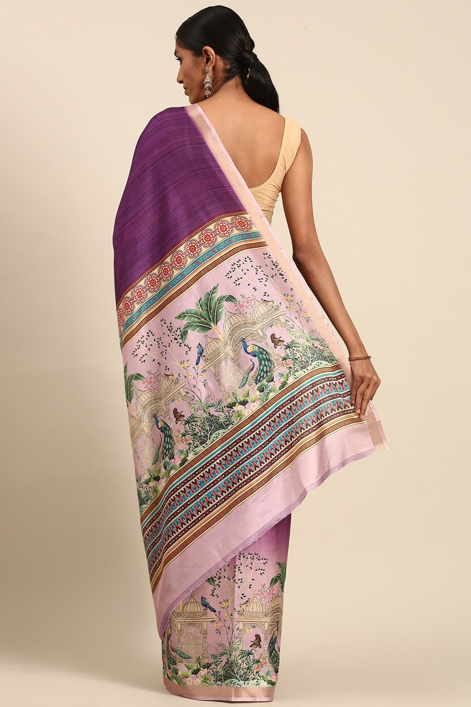 Purple Printed Cotton Saree-ZB133441_3_SareeButa.com