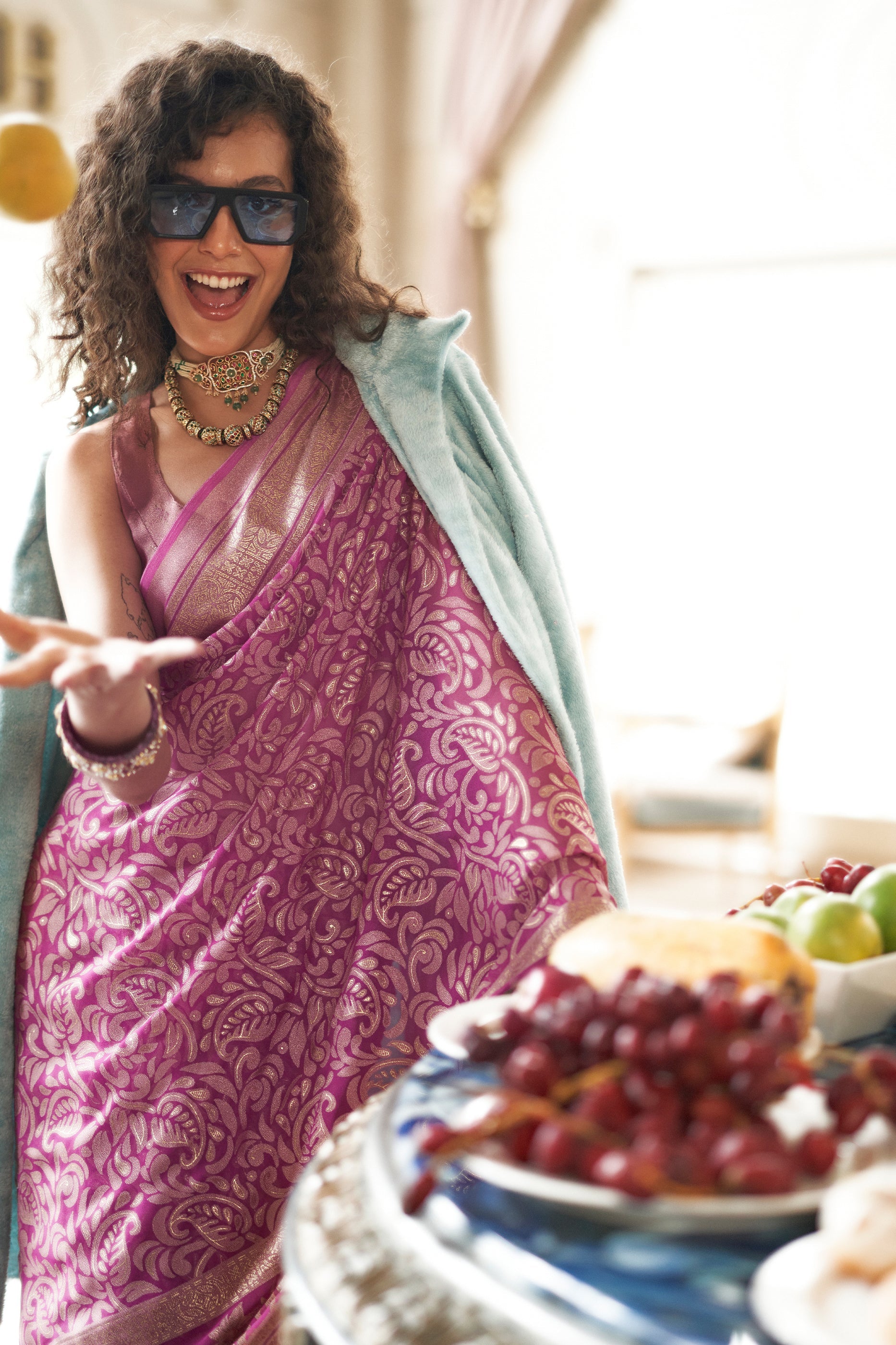 Purple Printed Georgette Saree-SAR10200_2_SareeButa.com