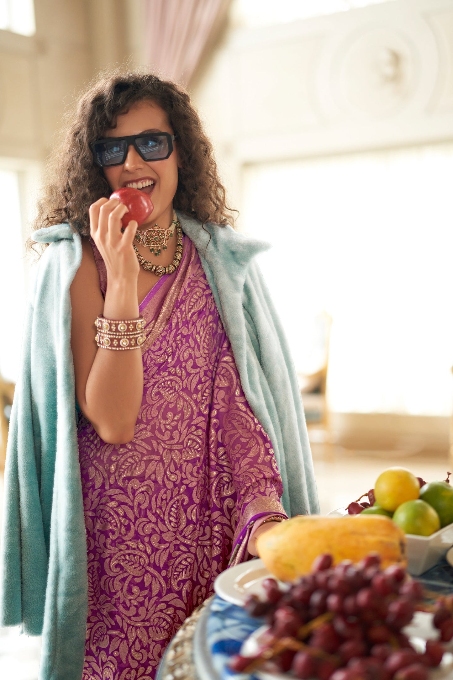 Purple Printed Georgette Saree-SAR10200_3_SareeButa.com