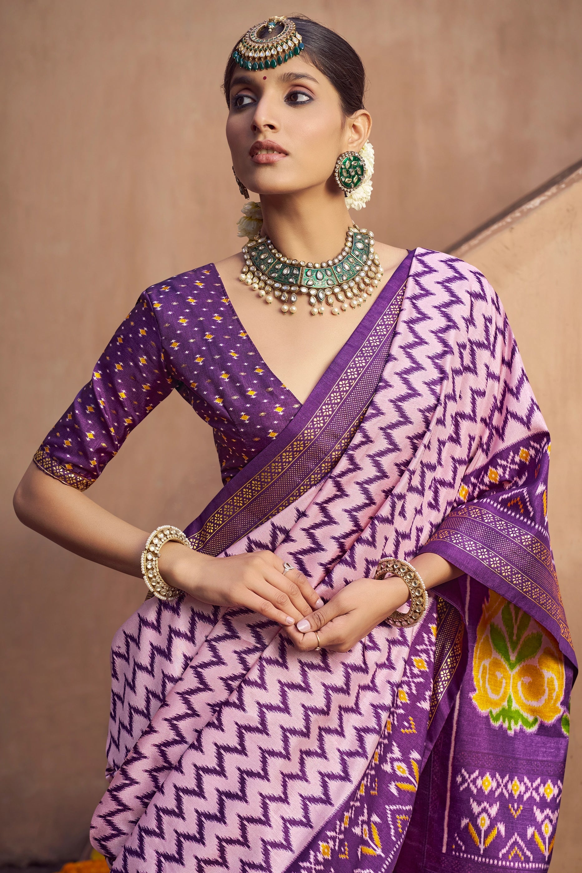 Purple Printed Patola Silk Saree-SAR10388_2_SareeButa.com