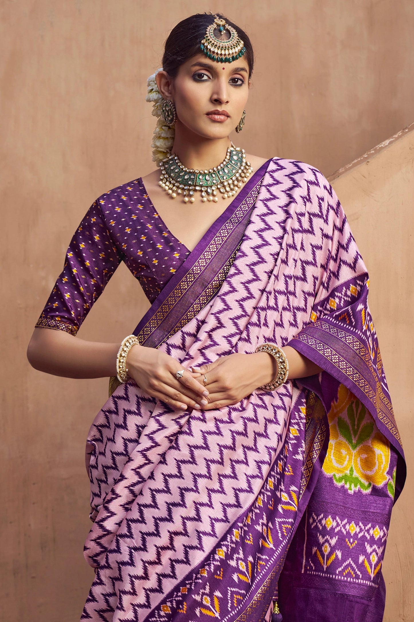 Purple Printed Patola Silk Saree-SAR10388_3_SareeButa.com