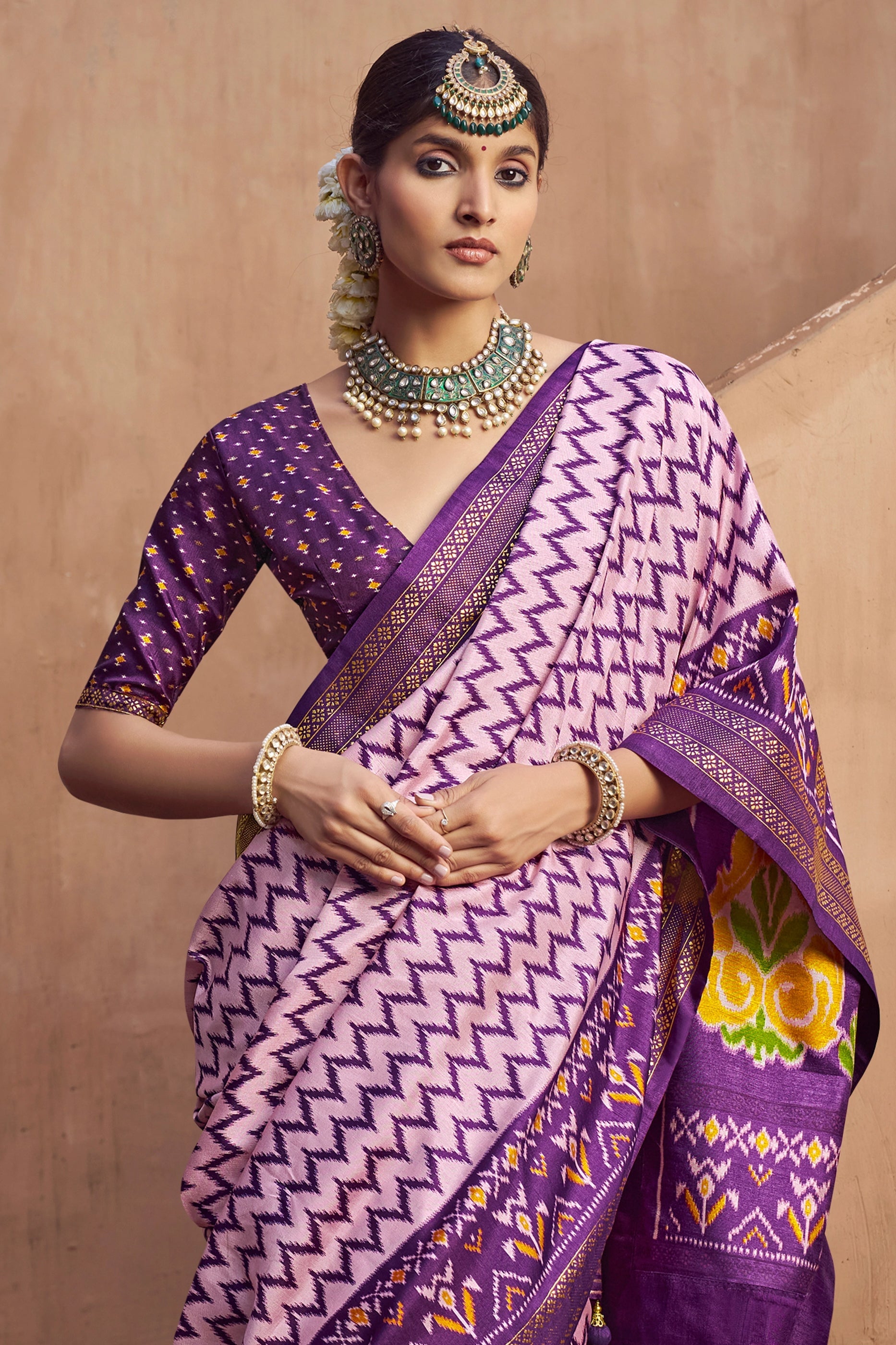 Purple Printed Patola Silk Saree-SAR10388_3_SareeButa.com