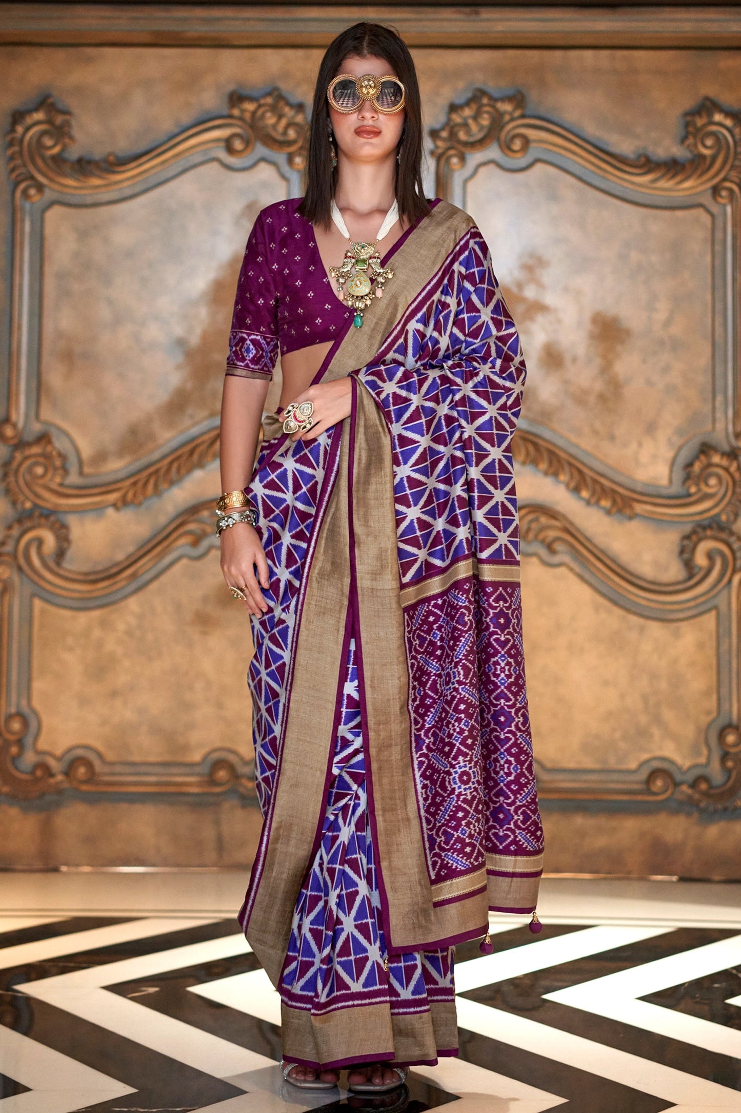 Purple Printed Patola Silk Saree-SAR11265_1_SareeButa.com