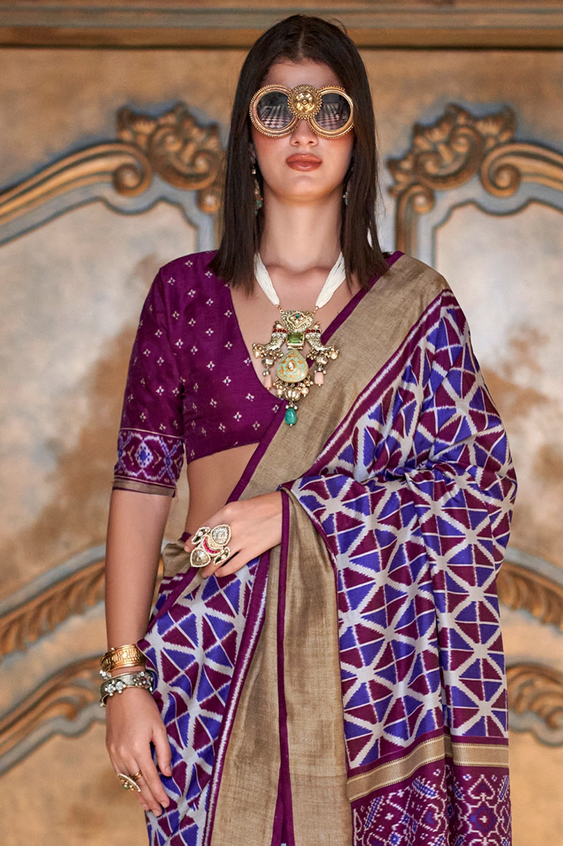 Purple Printed Patola Silk Saree-SAR11265_3_SareeButa.com
